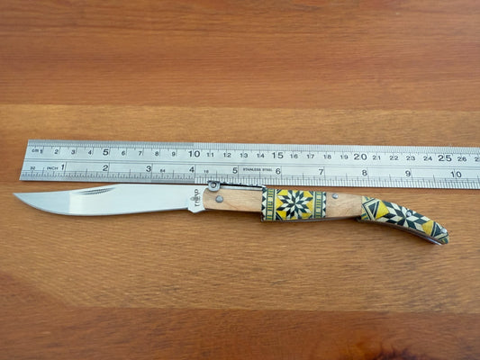 4.3" Arabian Style Spanish Navaja with Ratchet Pocket Knife Maple Wood Handle