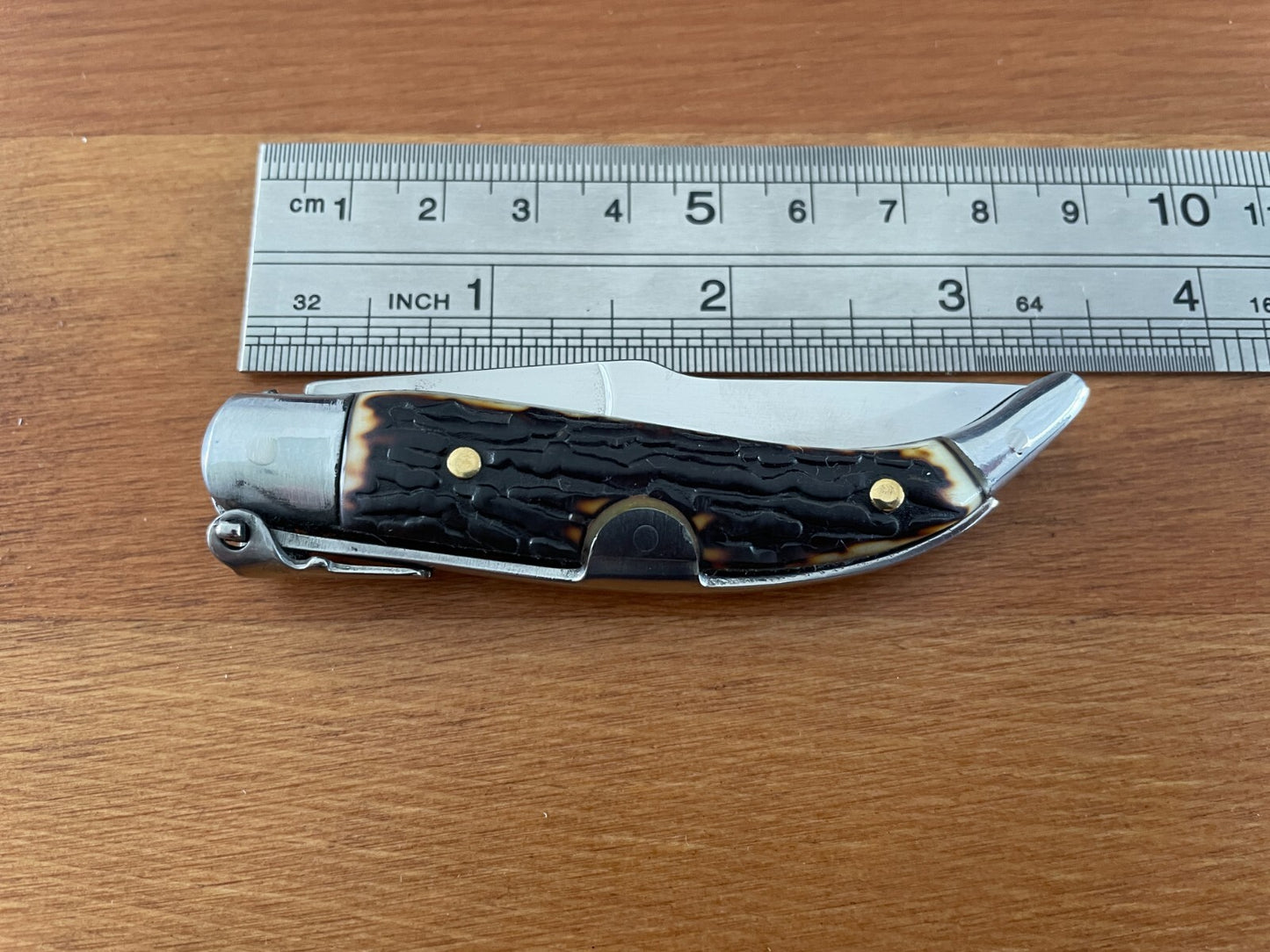 2.6" Stainless Spanish Navaja Teja Deer Antler Imitation Scales Billet Lock