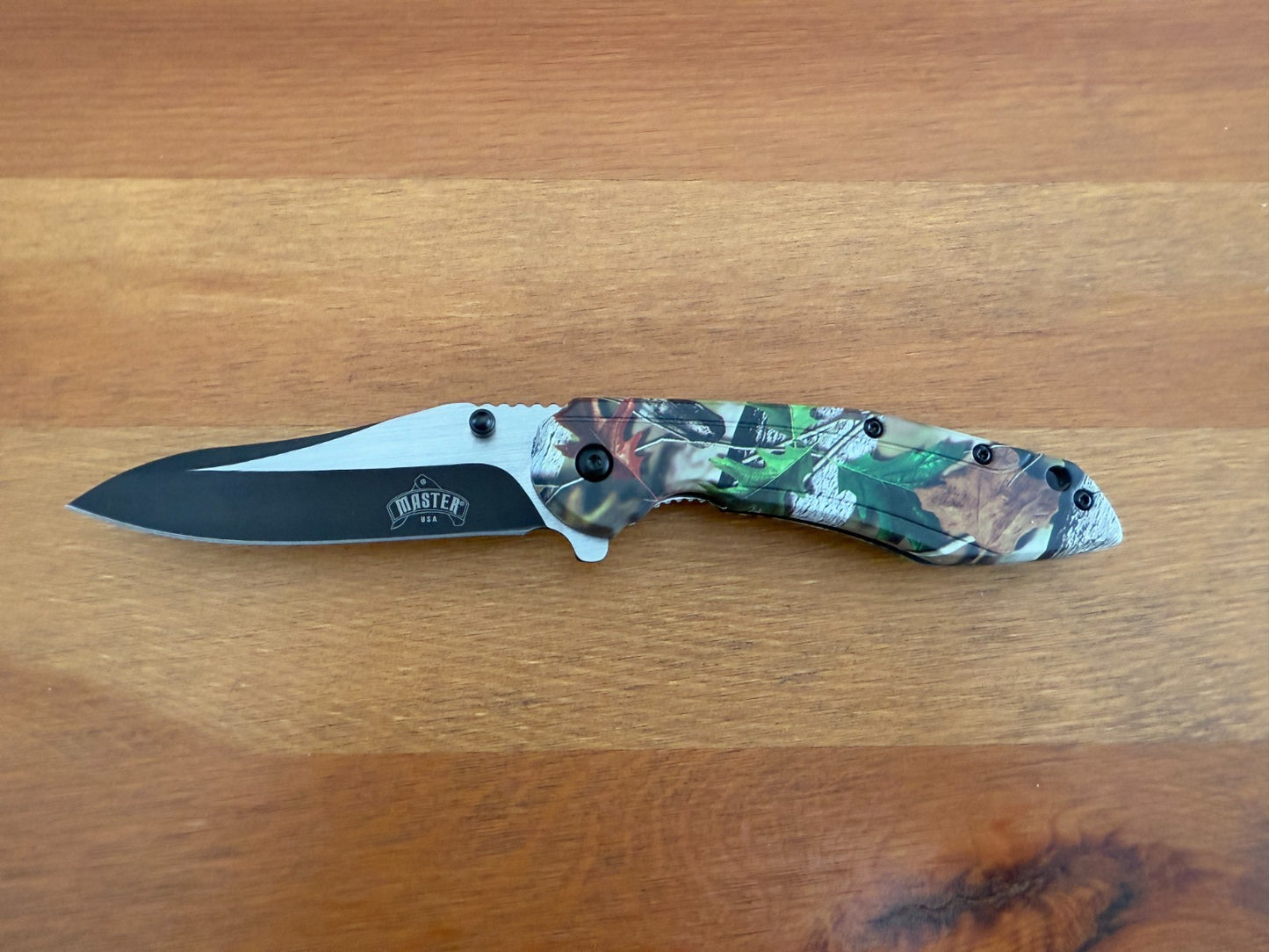 3.5" Steel Blade Master USA Folding Knife Assisted Pocket Clip Camo Handle