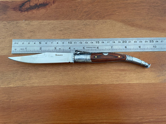 4.13” Spanish Navaja Serrana Folding Pocket Knife Red Stamina Wood Handle