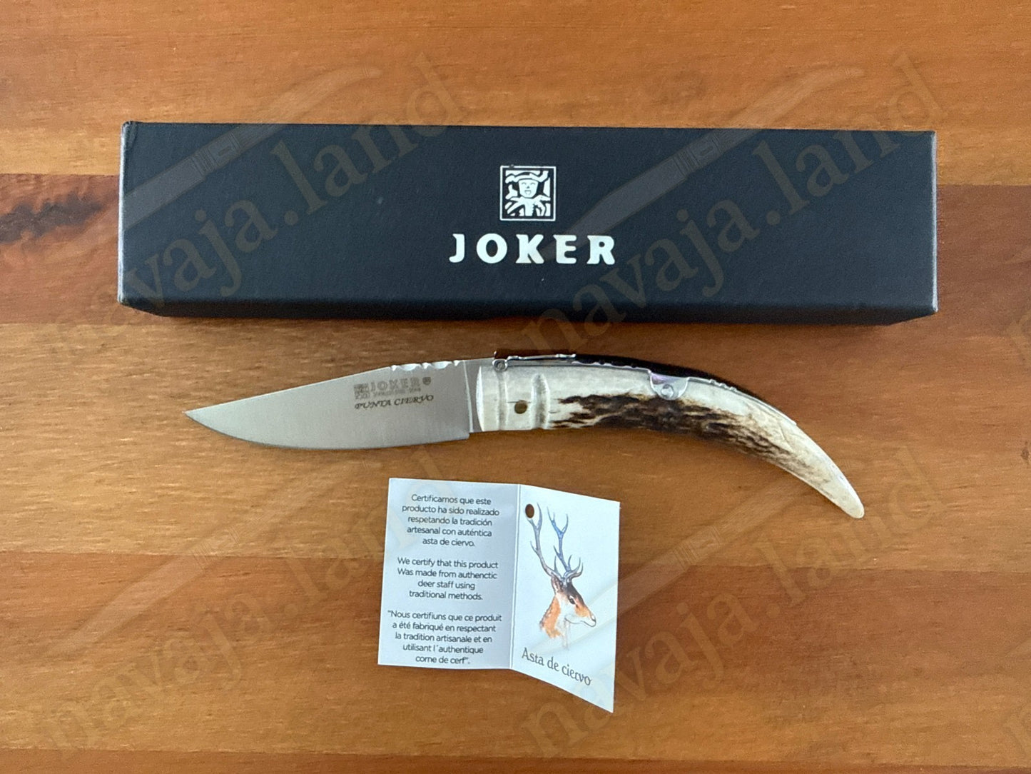 Joker Punta Ciervo Folding Knife Deer Antler Handle 3.3" MOVA Steel From Spain