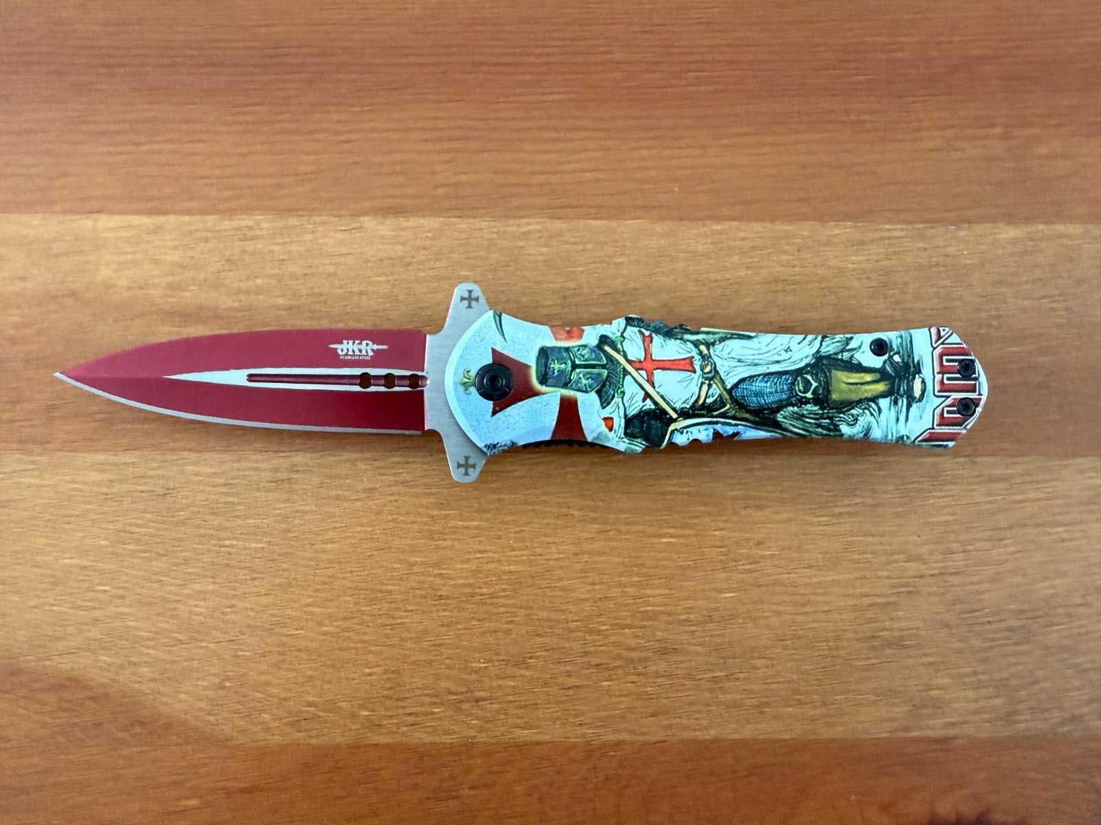 3.3 " / 8,5 CM - BLADE LENGHT FOLDING KNIFE TEMPLAR KNIGHT DRAWING HANDLE