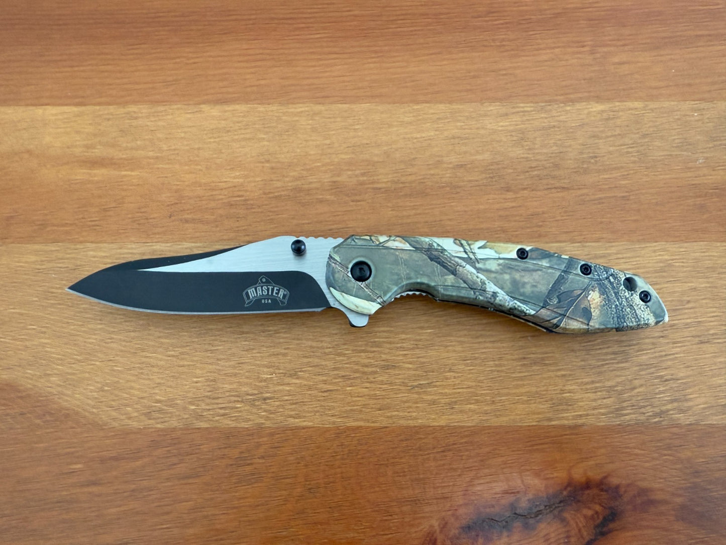 3.5" Steel Blade Master USA Folding Knife Assisted Pocket Clip Camo Handle