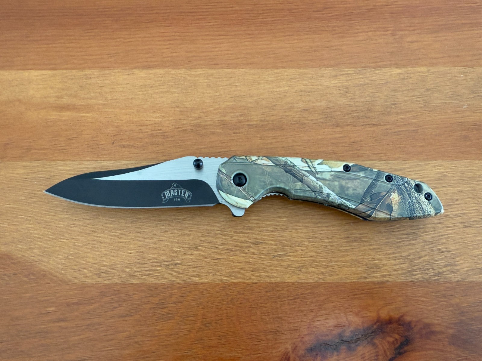 3.5" Steel Blade Master USA Folding Knife Assisted Pocket Clip Camo Handle