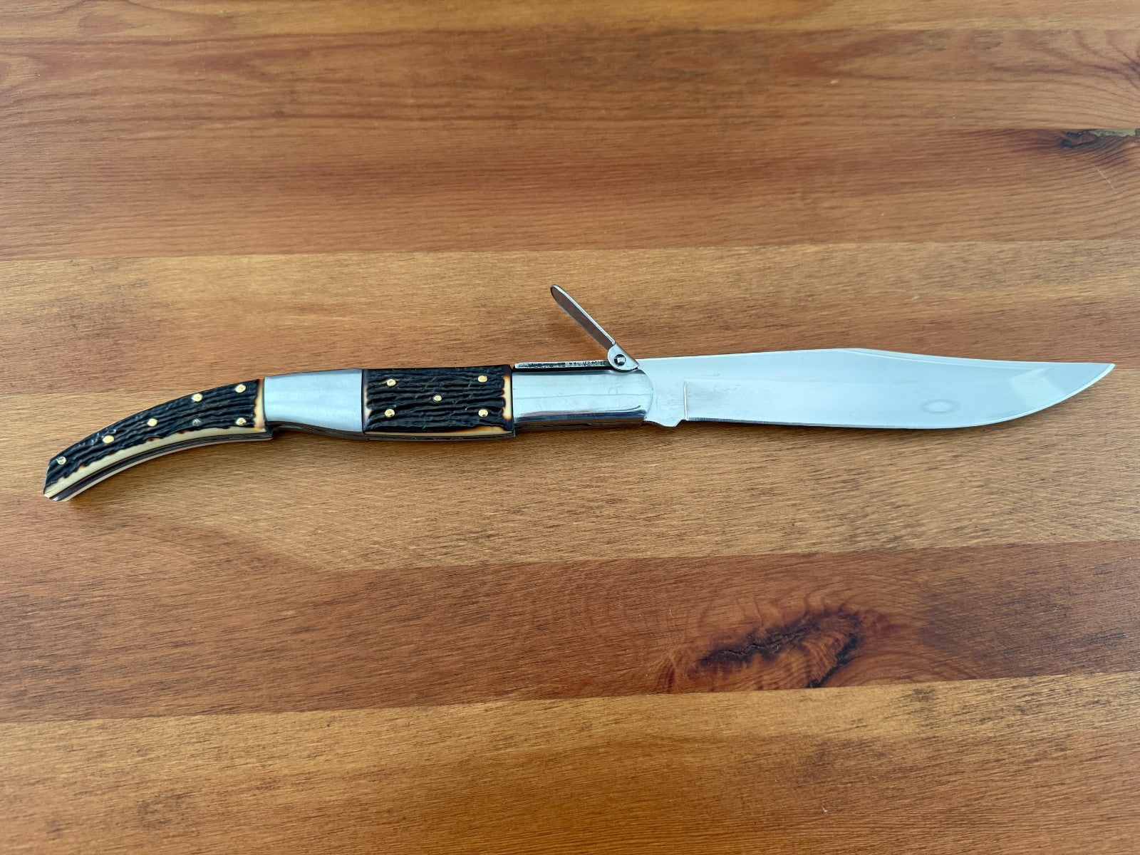 6.5" Long Blade Arabian Style Ratchet Navaja Folding Knife Deer Antler Imitation