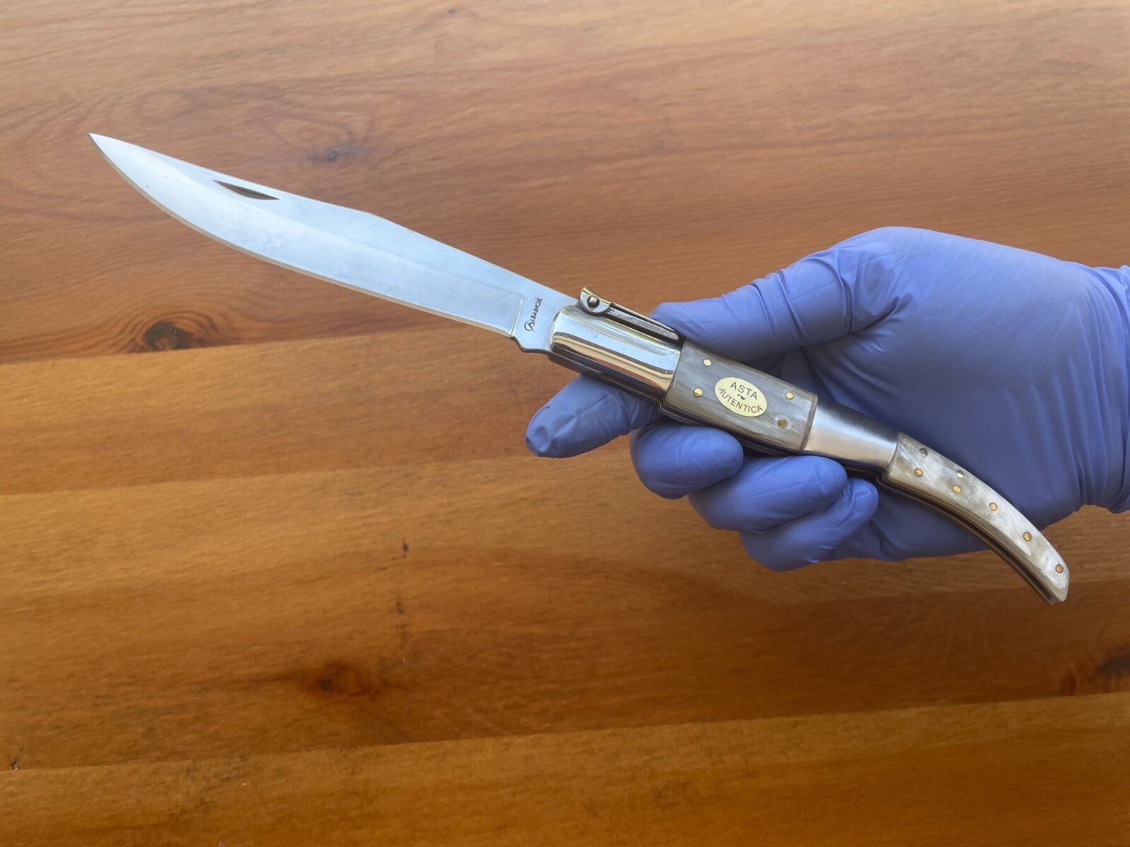 5.11" Arabian Style Navaja Folding Knife Bull Horn Scales w/ Ratchet From Spain