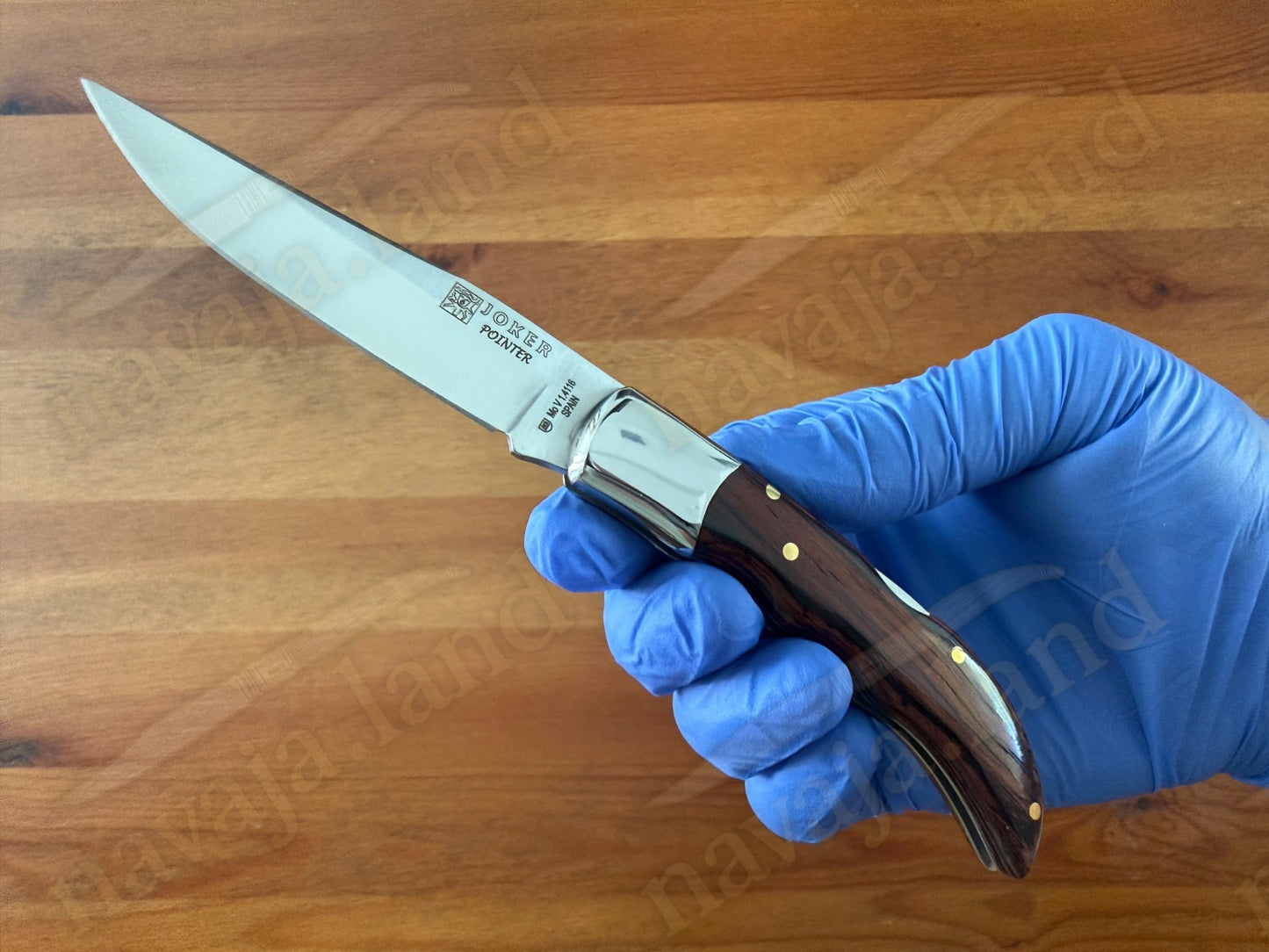 3.15” Joker Pointer Camping Folding Knife (Red Wood Handle) Handmade in Spain