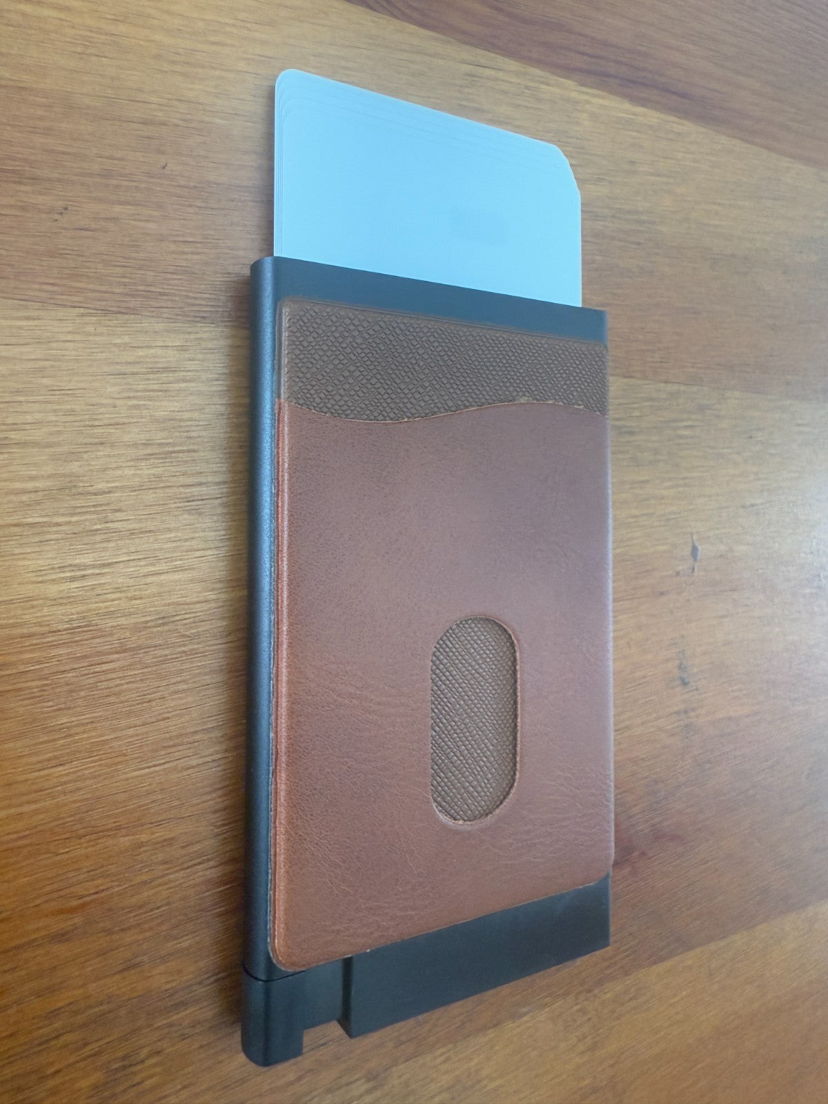 Hellfire Club Pop Up Wallet Brown Leather Credit Card Holder and Cash Aluminum