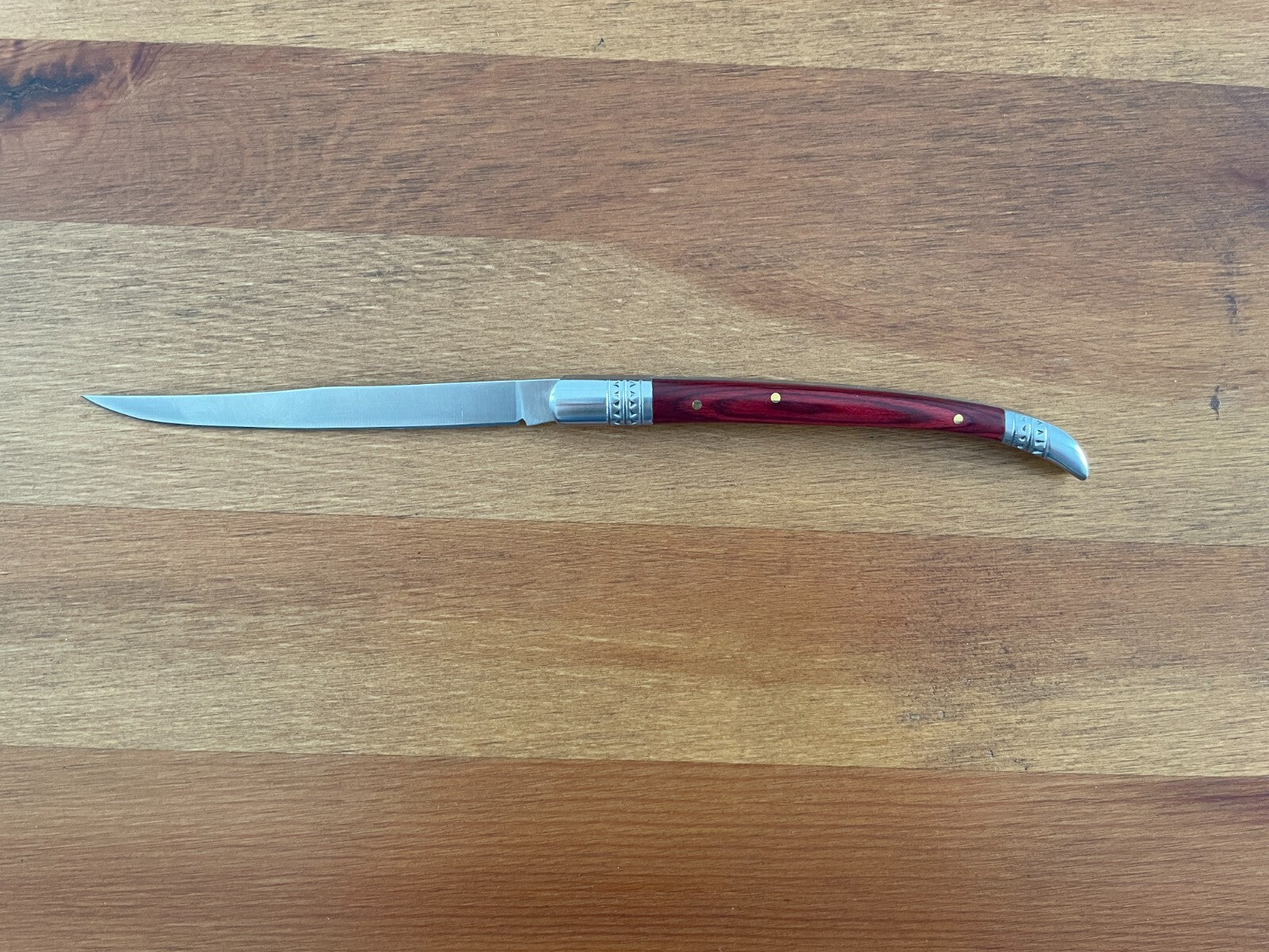 4.1" Estilete Spanish Navaja Folding Pocket Knife Red Stamina Wood Handle