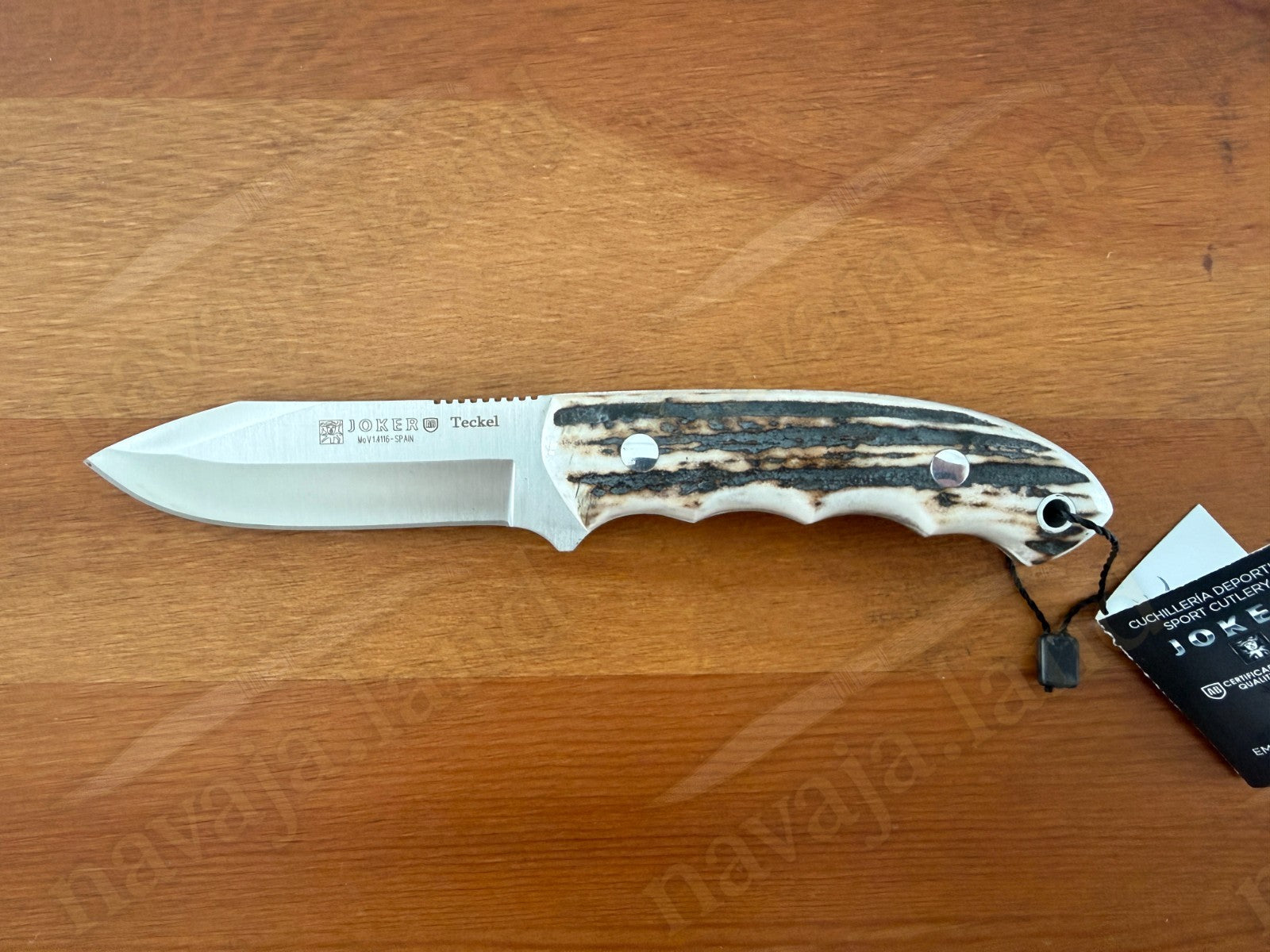 3.5" Joker Teckel Bushcraft Knife Deer Horn Handle | Full Tang | Leather Sheath