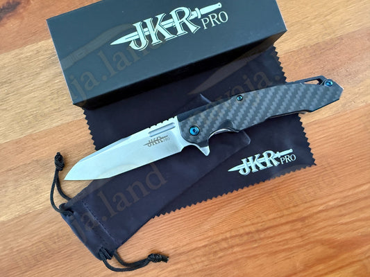 Folding Knife Carbon Fiber & G10 Handle - D2 Steel - 3.5" Blade Presentation Box