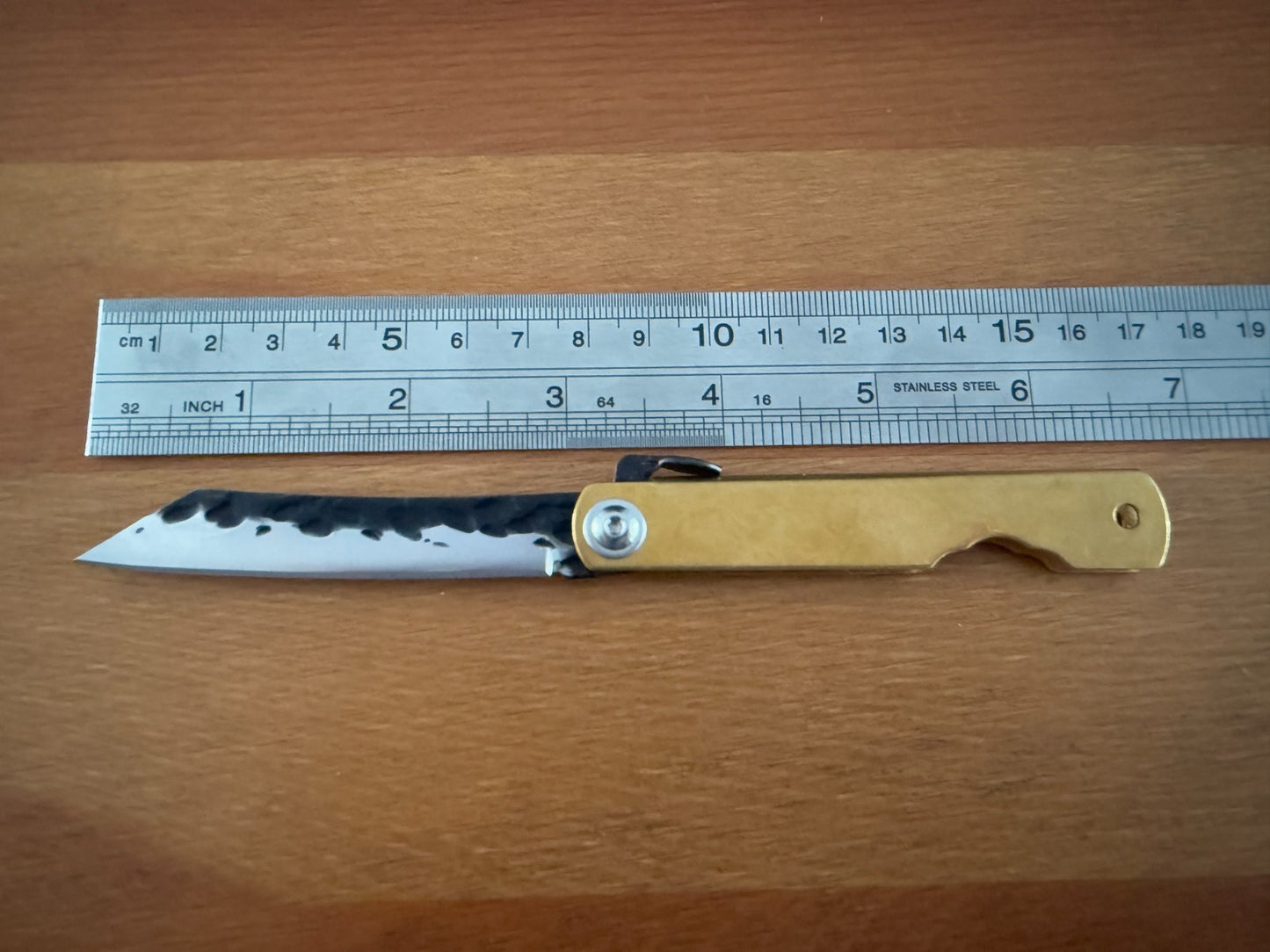 3" Navaja Higonokami Knife Brass Handle with Stainless Blade and Sheath