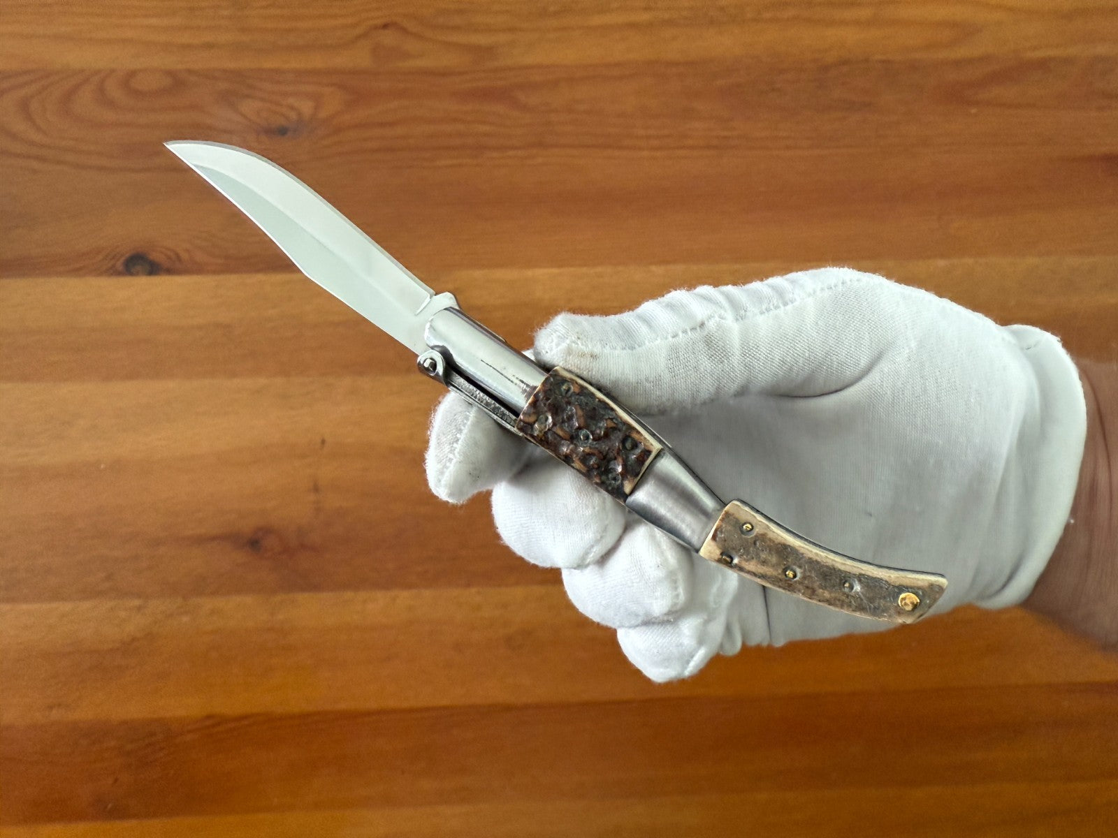 3.34" Arabian Folding Pocket Knife Deer Antler Scales w/ Ratchet Made in Spain
