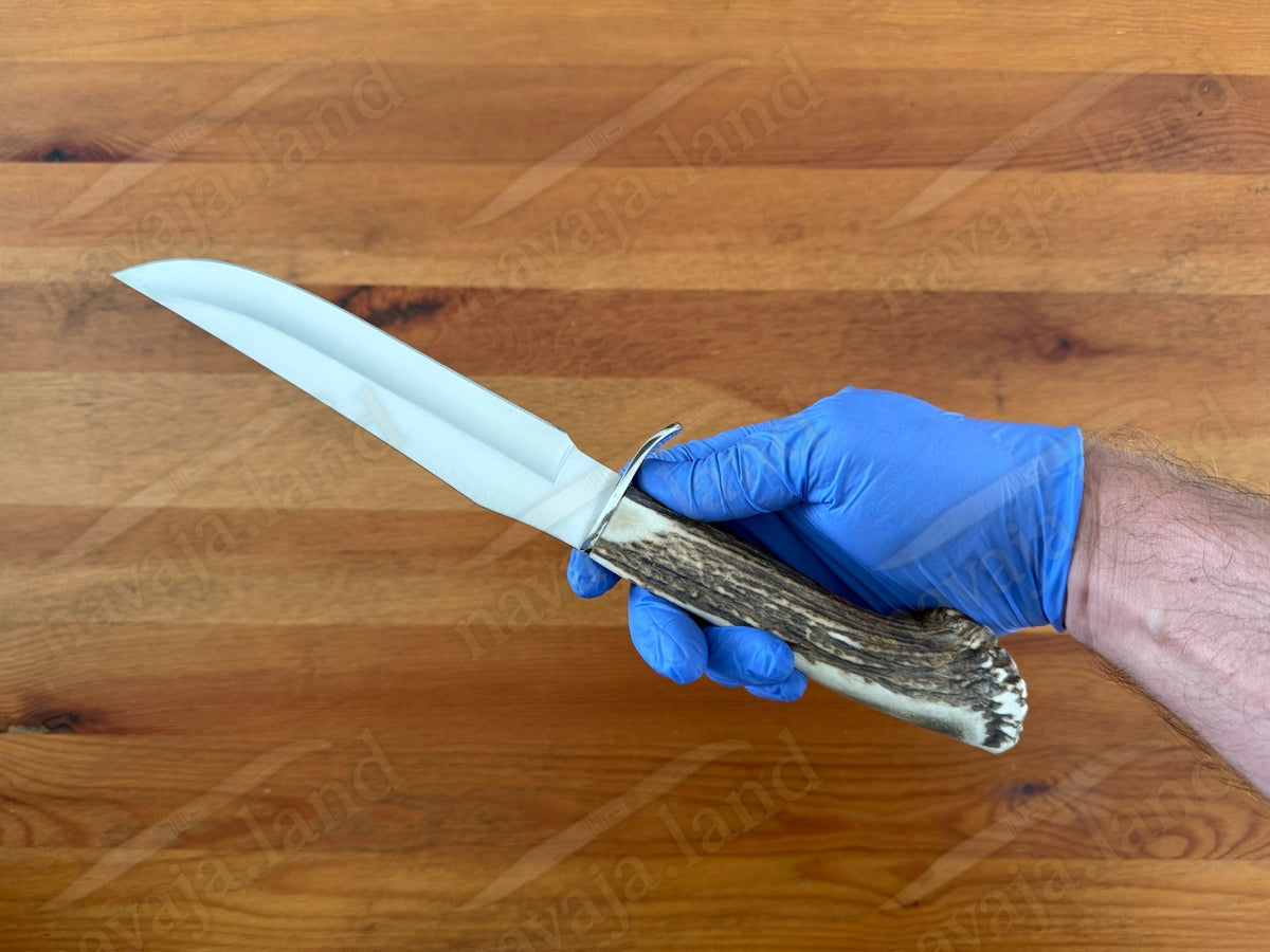 Joker Tigre Hunting Knife 6.7” MOVA Blade Deer Antler Handle Leather Sheath