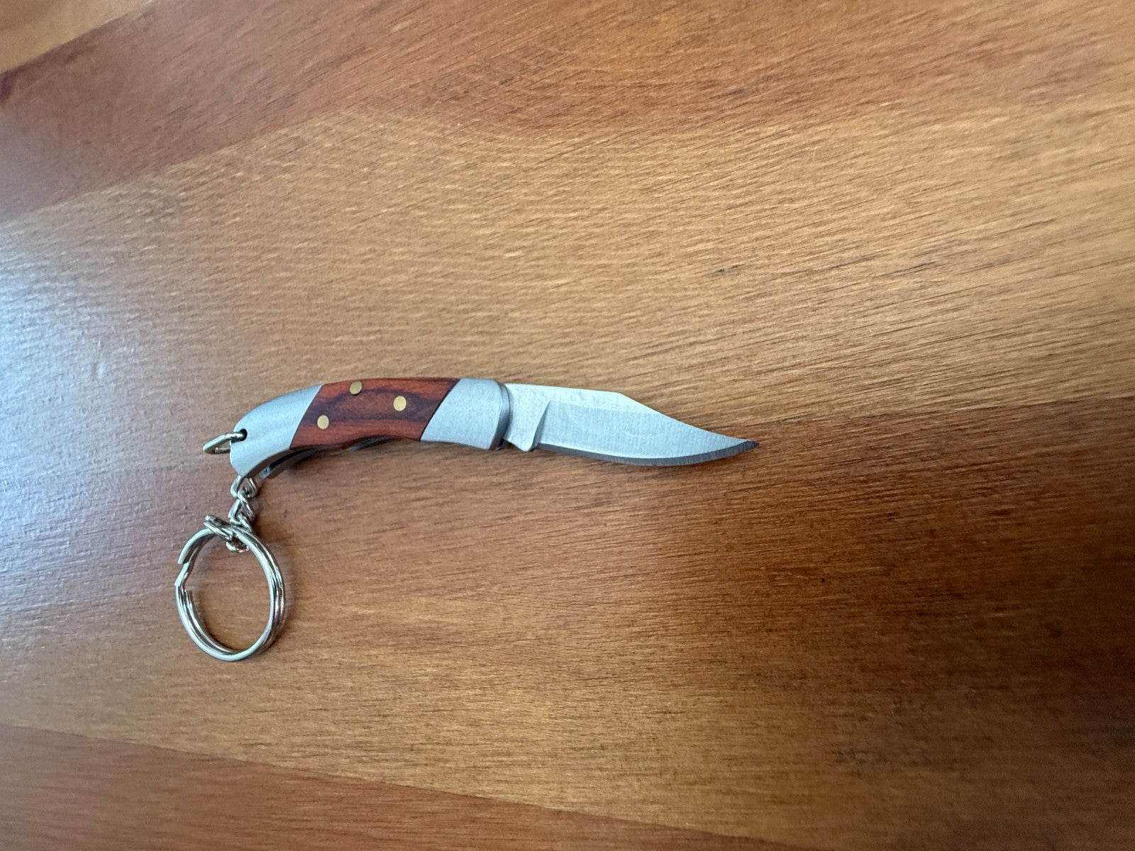 Keychain Mini Navaja 1.3" Stainless Steel Blade Slipjoint Wood Scales From Spain
