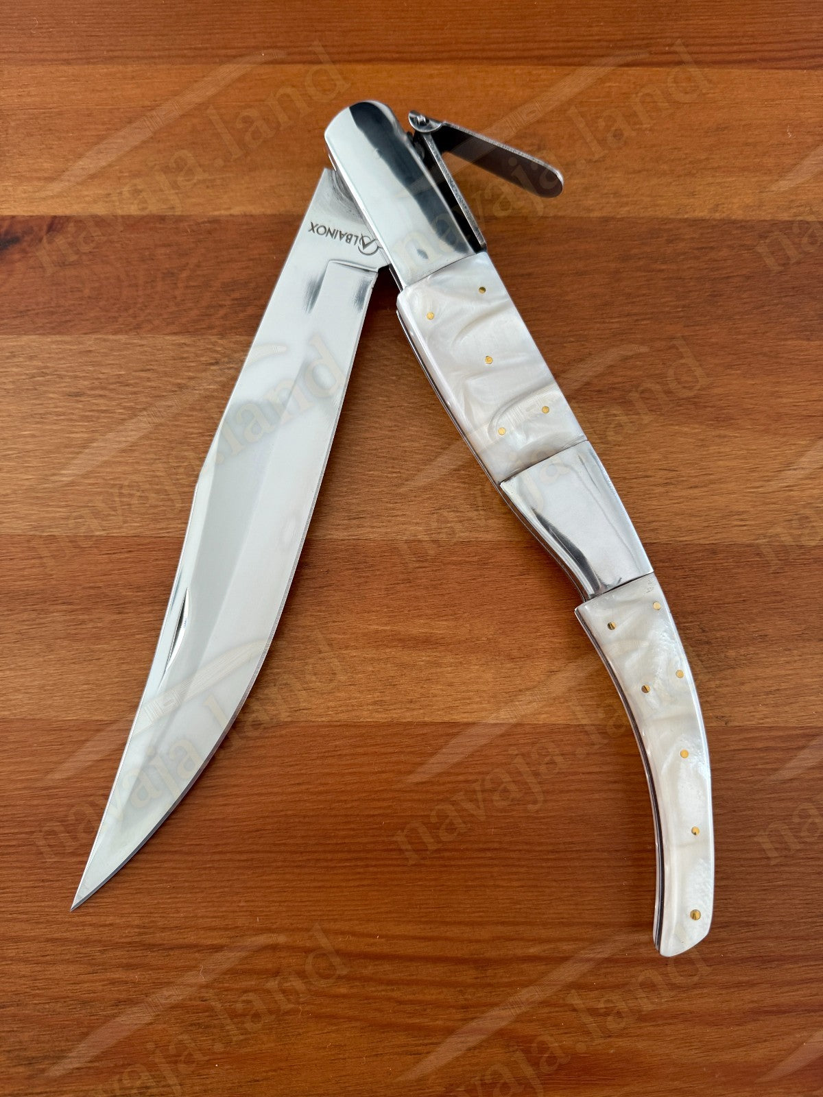 8.5" Long Blade Arabian Style Navaja Folding Knife Mother Pearl Scales - Spain