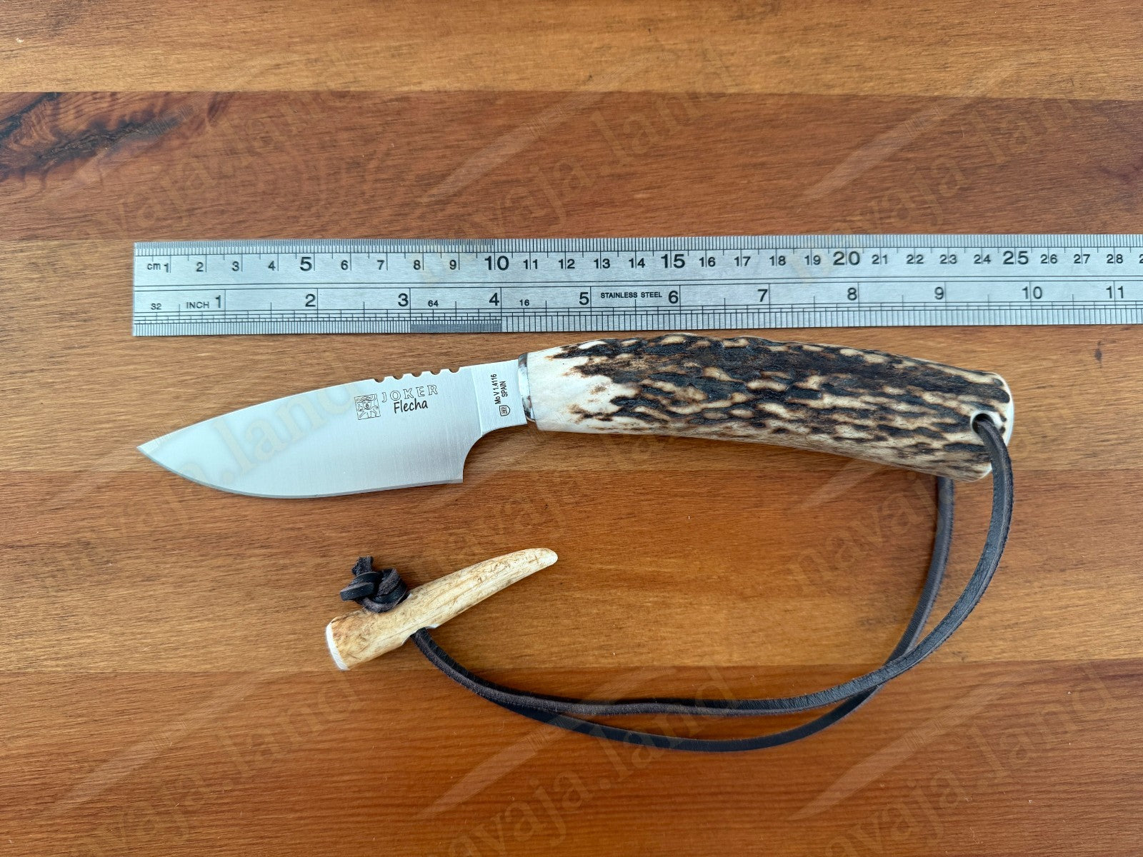 Joker Flecha Hunting Knife 4” MOVA Blade | Deer Horn Handle | Leather Sheath