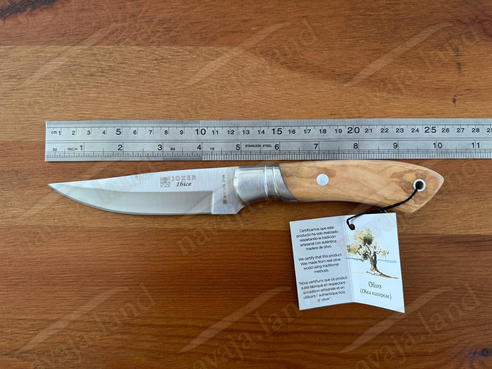 Joker Ibice Hunting Knife 4.72” MOVA Blade | Olive Wood Handle | Leather Sheath