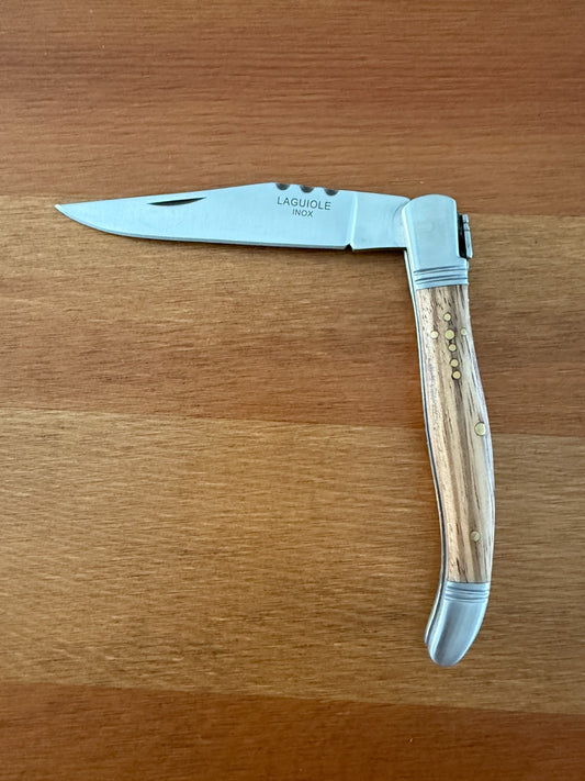 3.34” Stainless Steel Blade Navaja Laguiole Inox Pocket Knife Olive Wood Scales