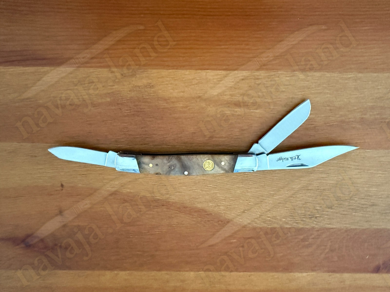 Elk Ridge Gentleman’s Knife – Burl Wood Handle - 3 Blades Pocket Knife