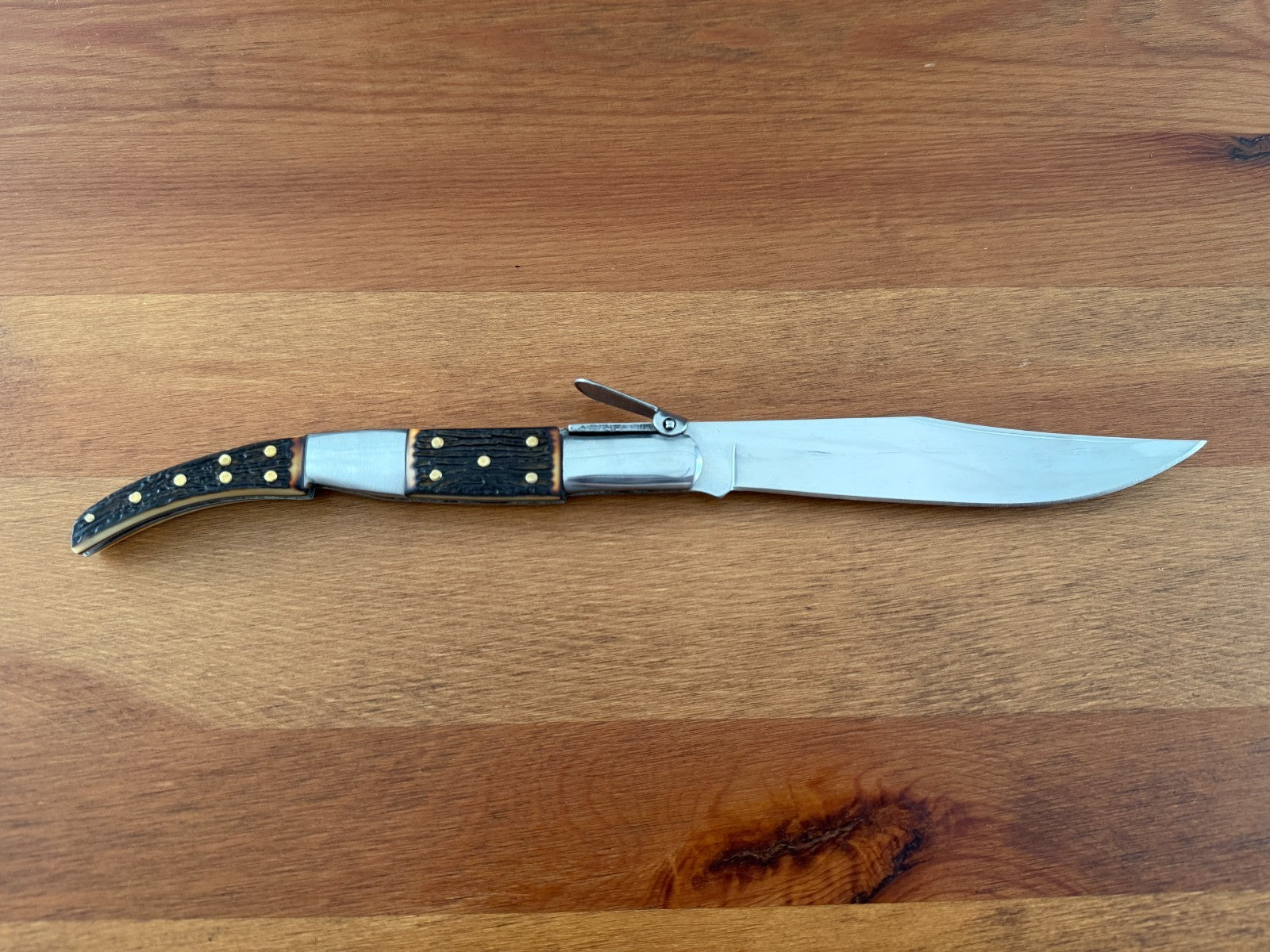 5.4" Blade Arabian Style Ratchet Navaja Folding Knife Staghorn Imitation Spanish