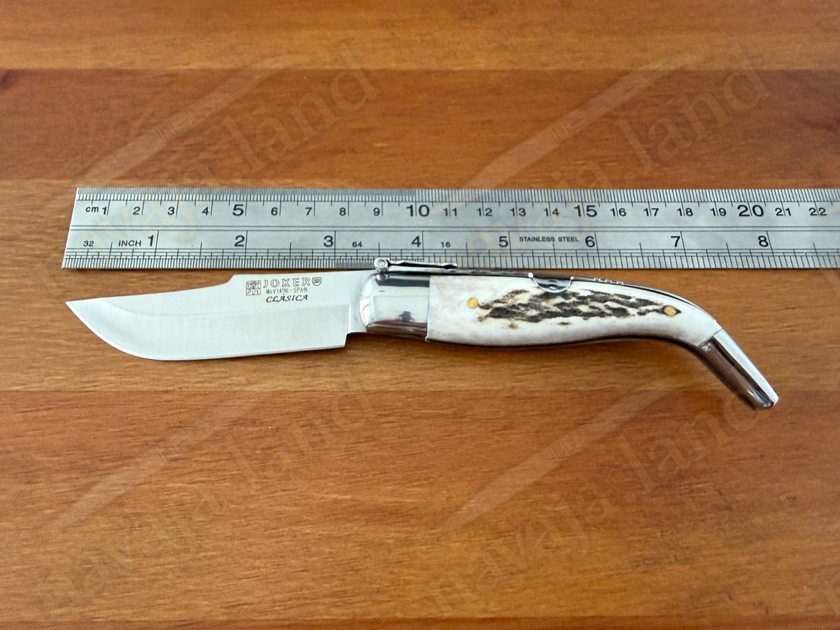 3.2” Joker Clasica Folding Knife Stag Horn Handle MOVA 1.4116 Stainless Steel