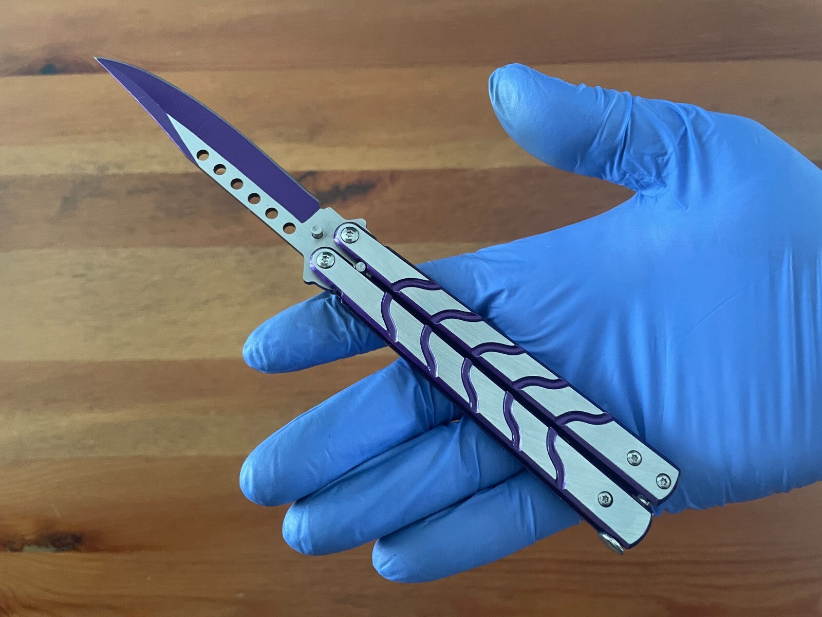 3.74" Stainless Steel Blade Folding Pocket Knife Brushed Steel Purple Handle