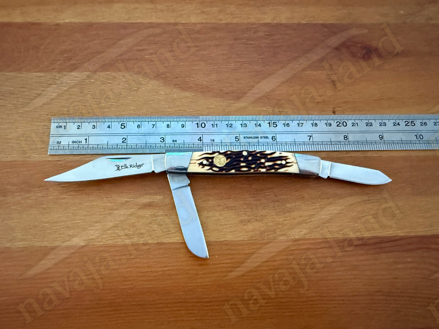 Elk Ridge Gentleman’s Knife – Faux Jig Bone Handle - 3 Blades Pocket Knife