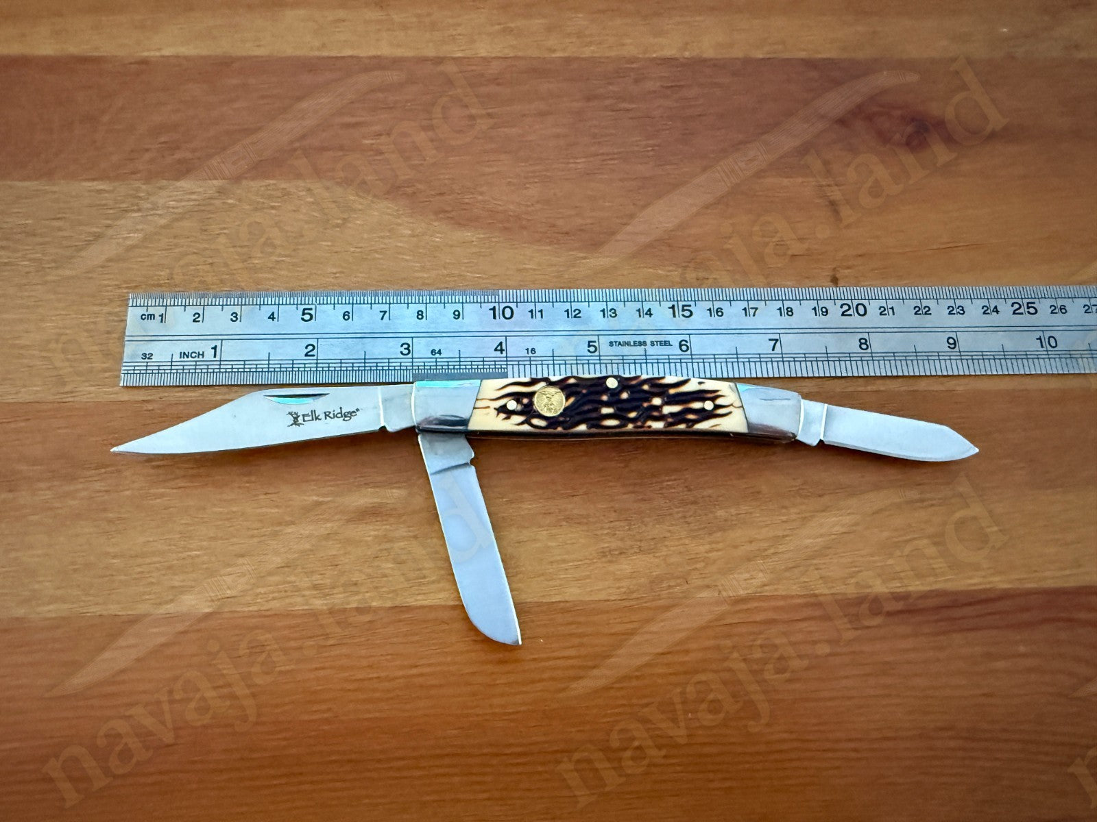 Elk Ridge Gentleman’s Knife – Faux Jig Bone Handle - 3 Blades Pocket Knife