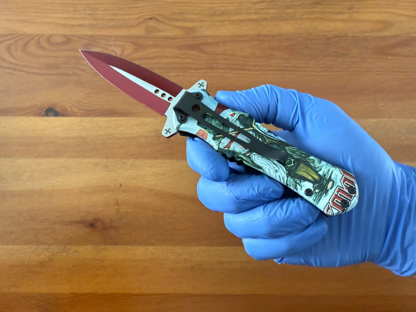 3.3 " / 8,5 CM - BLADE LENGHT FOLDING KNIFE TEMPLAR KNIGHT DRAWING HANDLE