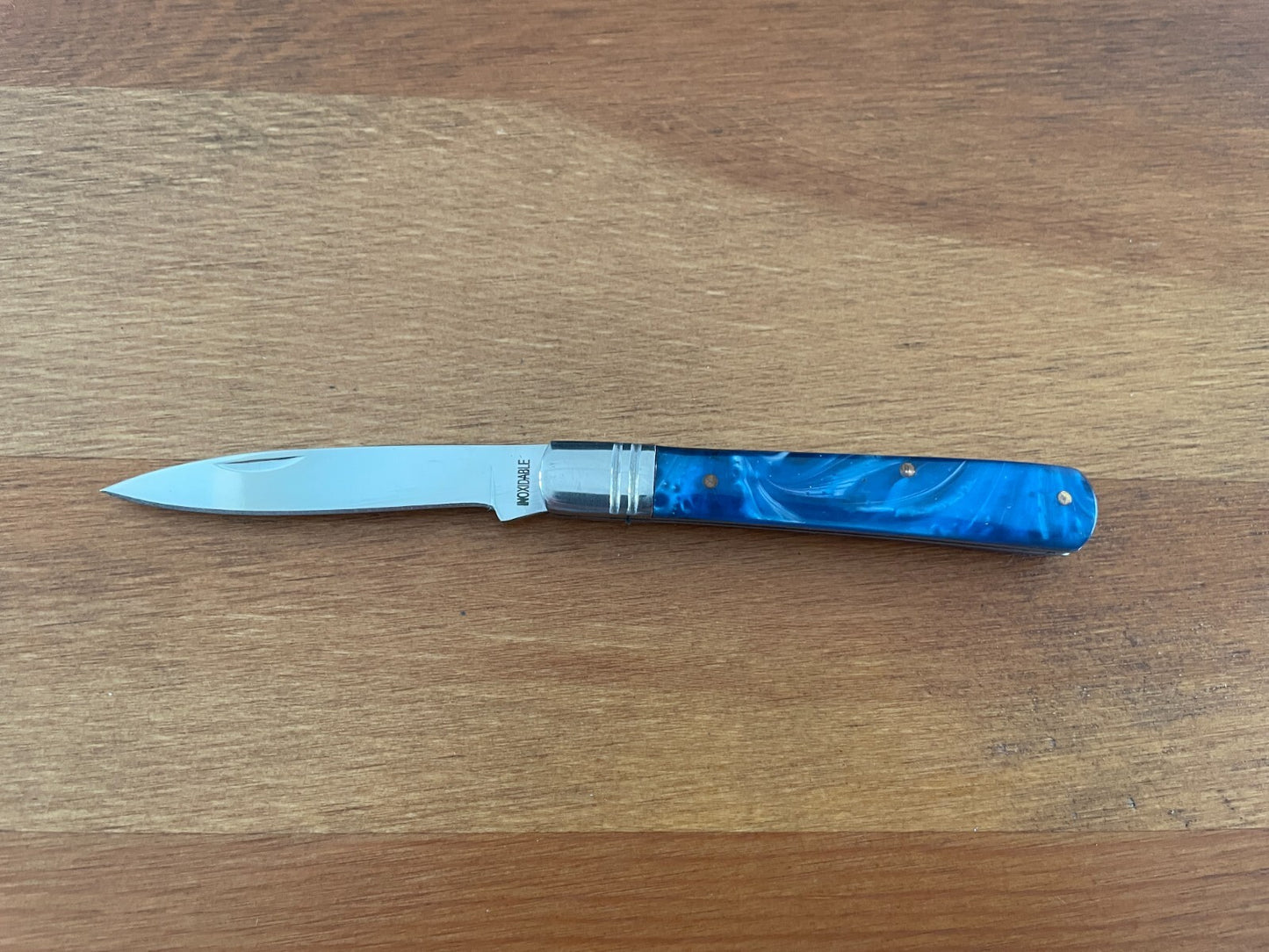 2.5" Spanish Navaja Albacete Classic Pocket Knife Blue Celluloid Scales