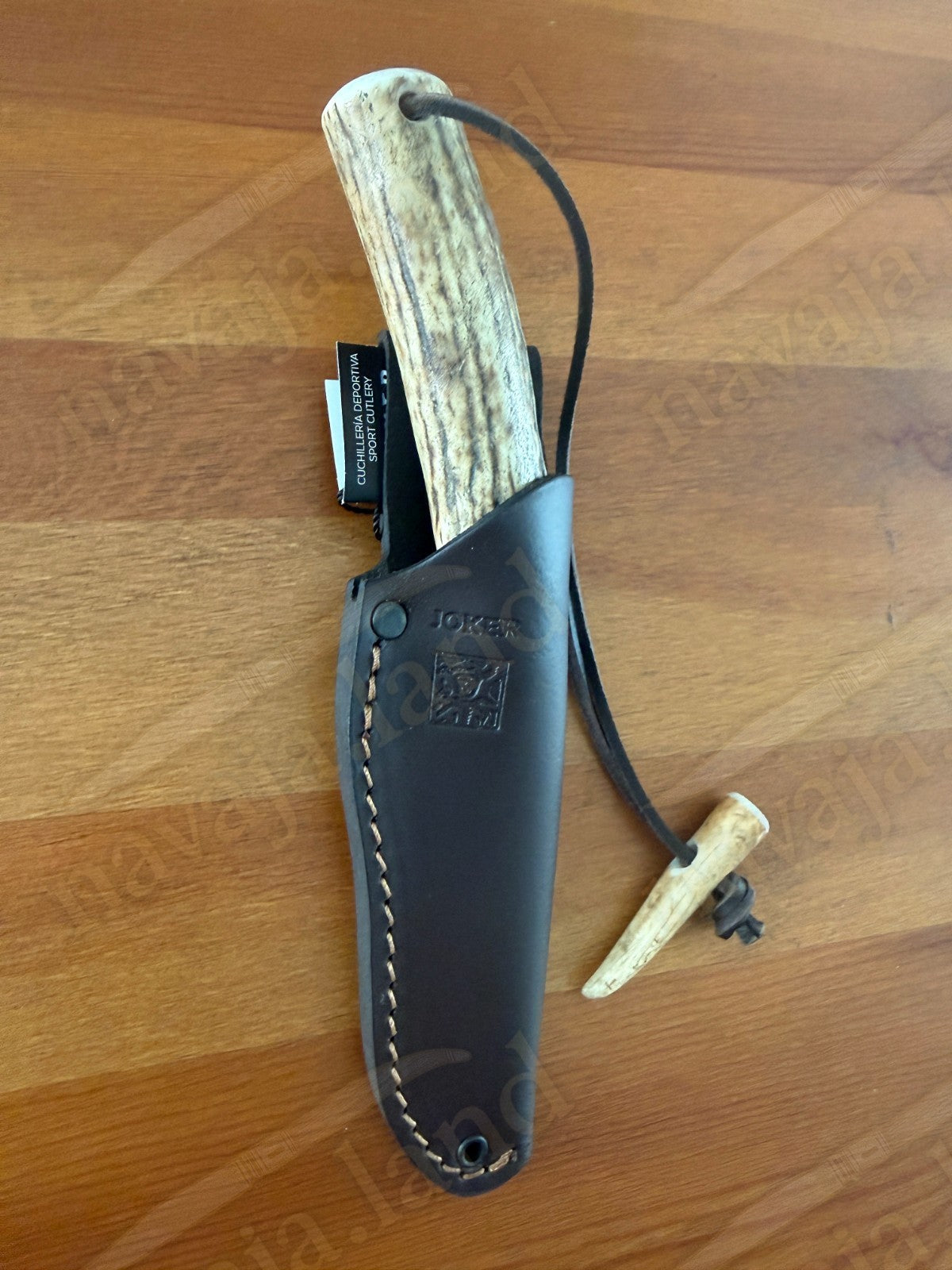 Joker Flecha Hunting Knife 4” MOVA Blade | Deer Horn Handle | Leather Sheath