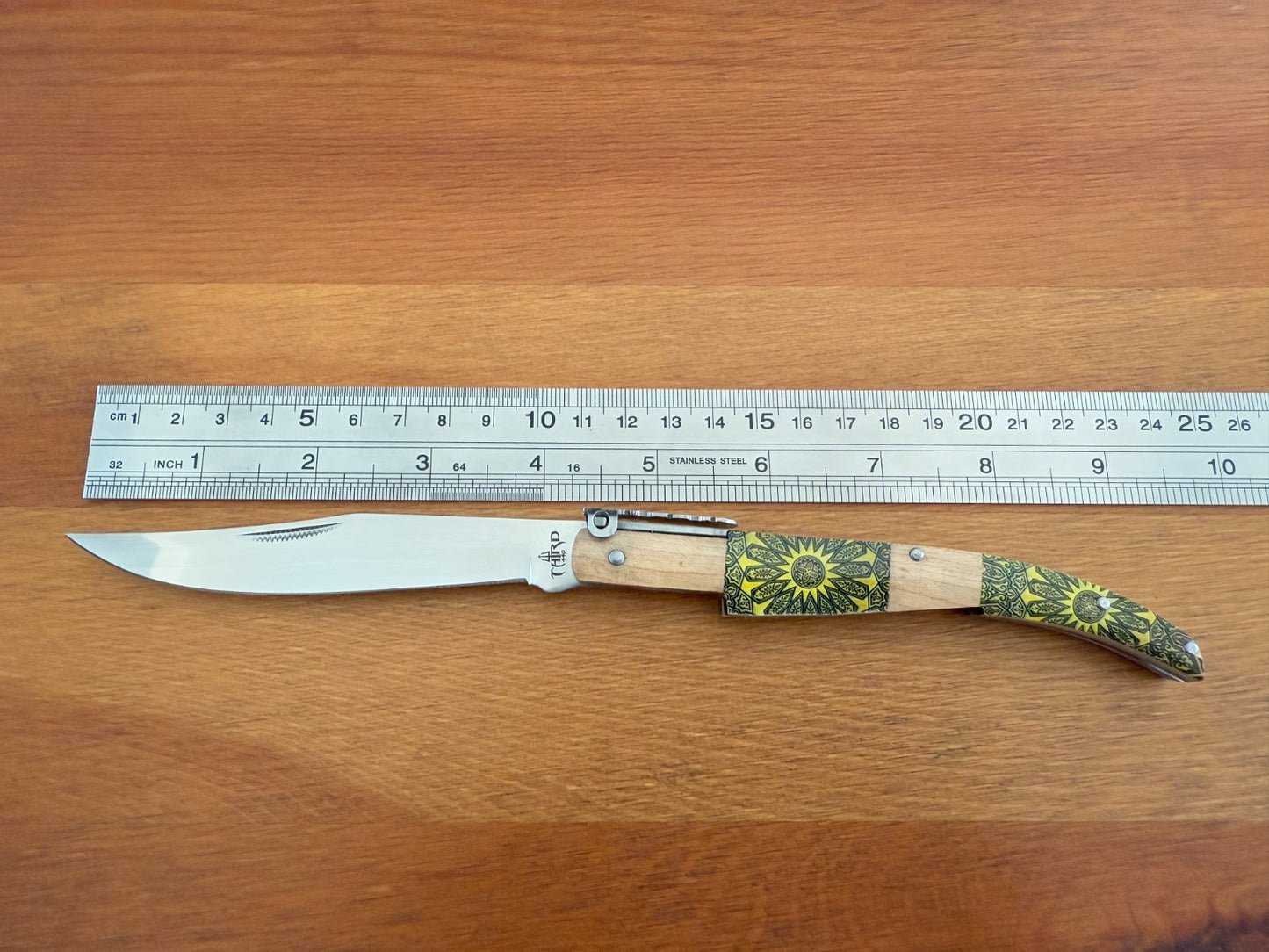 4.3" Arabian Style Spanish Navaja with Ratchet Pocket Knife Maple Wood Handle