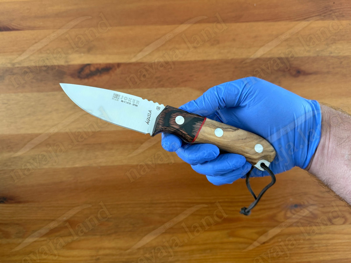 Joker Aguila Bushcraft Knife 3.35” MOVA Blade Olive Wood & Rosewood Handle
