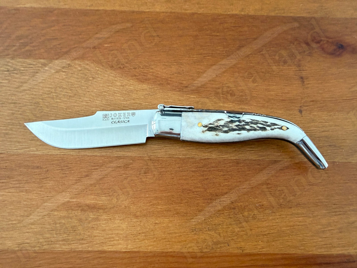 3.2” Joker Clasica Folding Knife Stag Horn Handle MOVA 1.4116 Stainless Steel