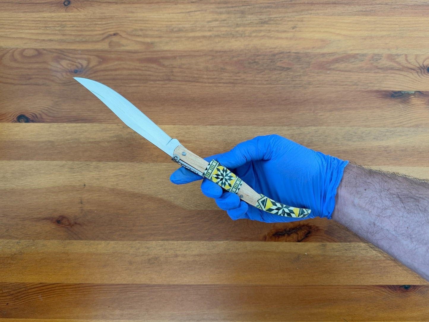 5" Arabian Style Spanish Navaja with Ratchet Pocket Knife Maple Wood Handle