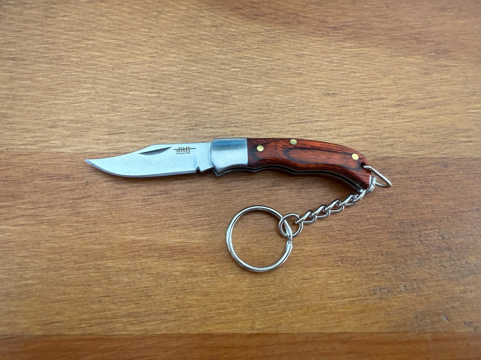 Keychain Mini Navaja 1.5" Stainless Steel Blade Slipjoint Wood Scales From Spain