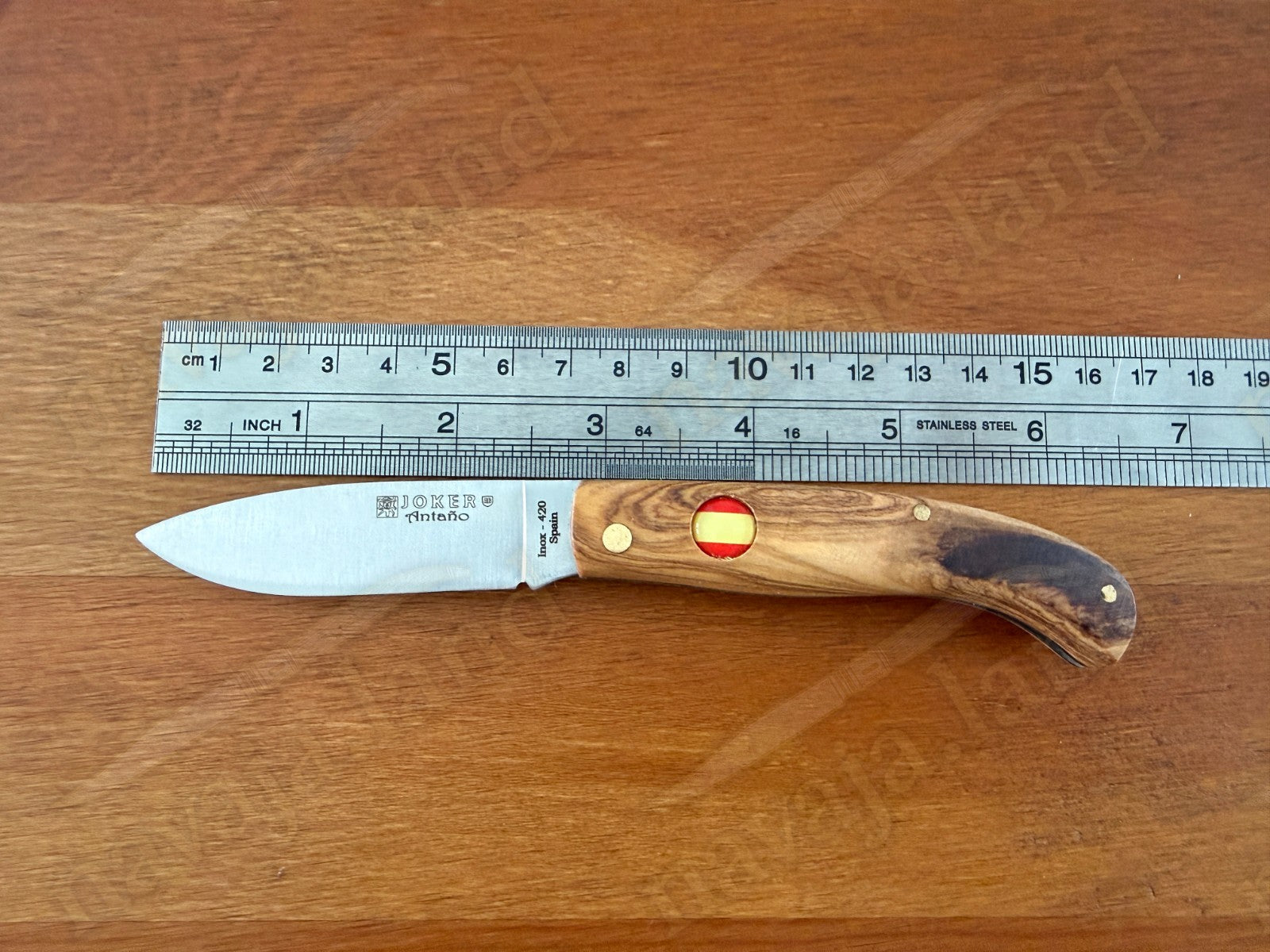 2.75” Joker Antaño Camping Folding Knife (Olive Wood Handle - Spanish Flag)