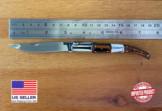 3.34” Arabian Folding Pocket Knife Red Wood and Steel Handle Navaja from Spain