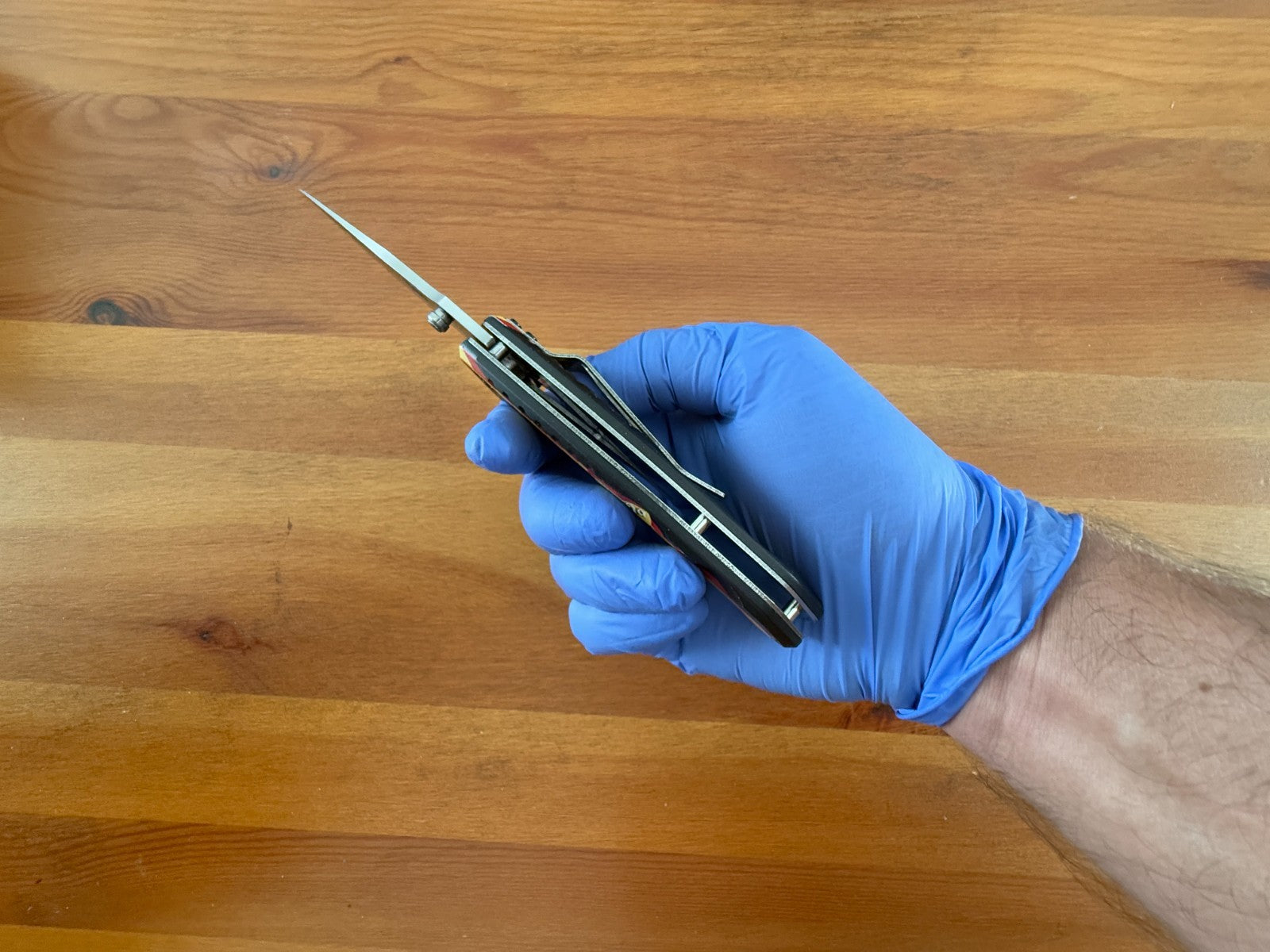 Spring Assisted Folding Knife Spanish Flag Aluminum Handle 7.5 cm (3 in) Blade