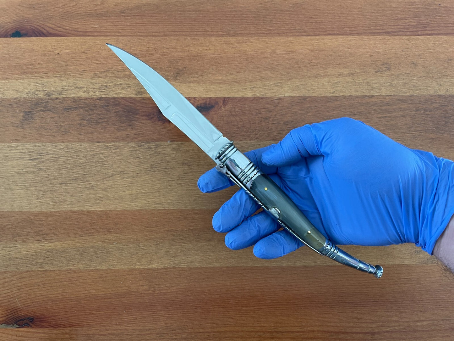 5” Spanish Navaja Serrana Folding Pocket Knife Real Bullhorn Handle US Seller
