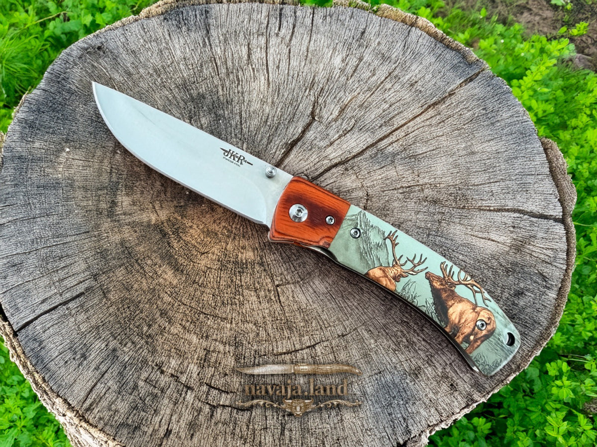 Sporting Folding Knife 3.27” Stainless Steel Blade 3D Printed Scales Liner Lock