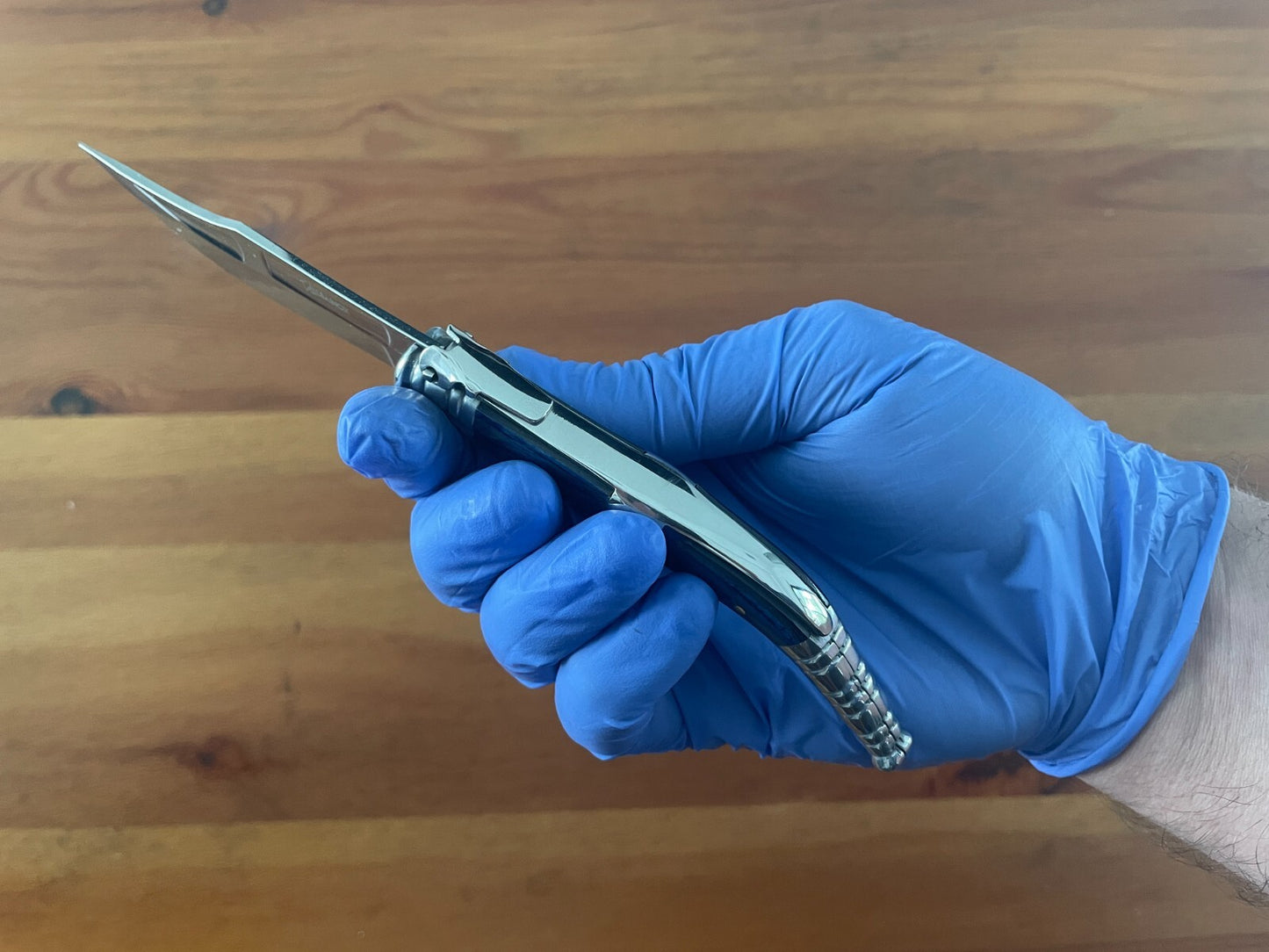 3.54" Blade Spanish Navaja Sevillana Pocket Knife Blue Wood Scales / Ratchet