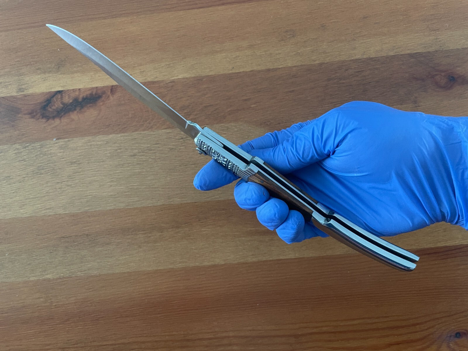 5.1" Arabian Style Navaja with Ratchet Pocket Knife Olive Wood and Steel Handle