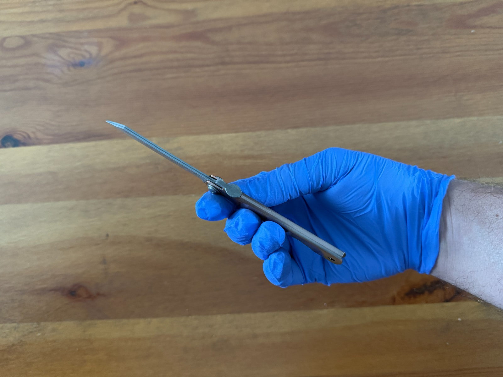 3" Damascus Navaja Higonokami Knife Steel Handle Satin Bronze Finish w/ Sheath