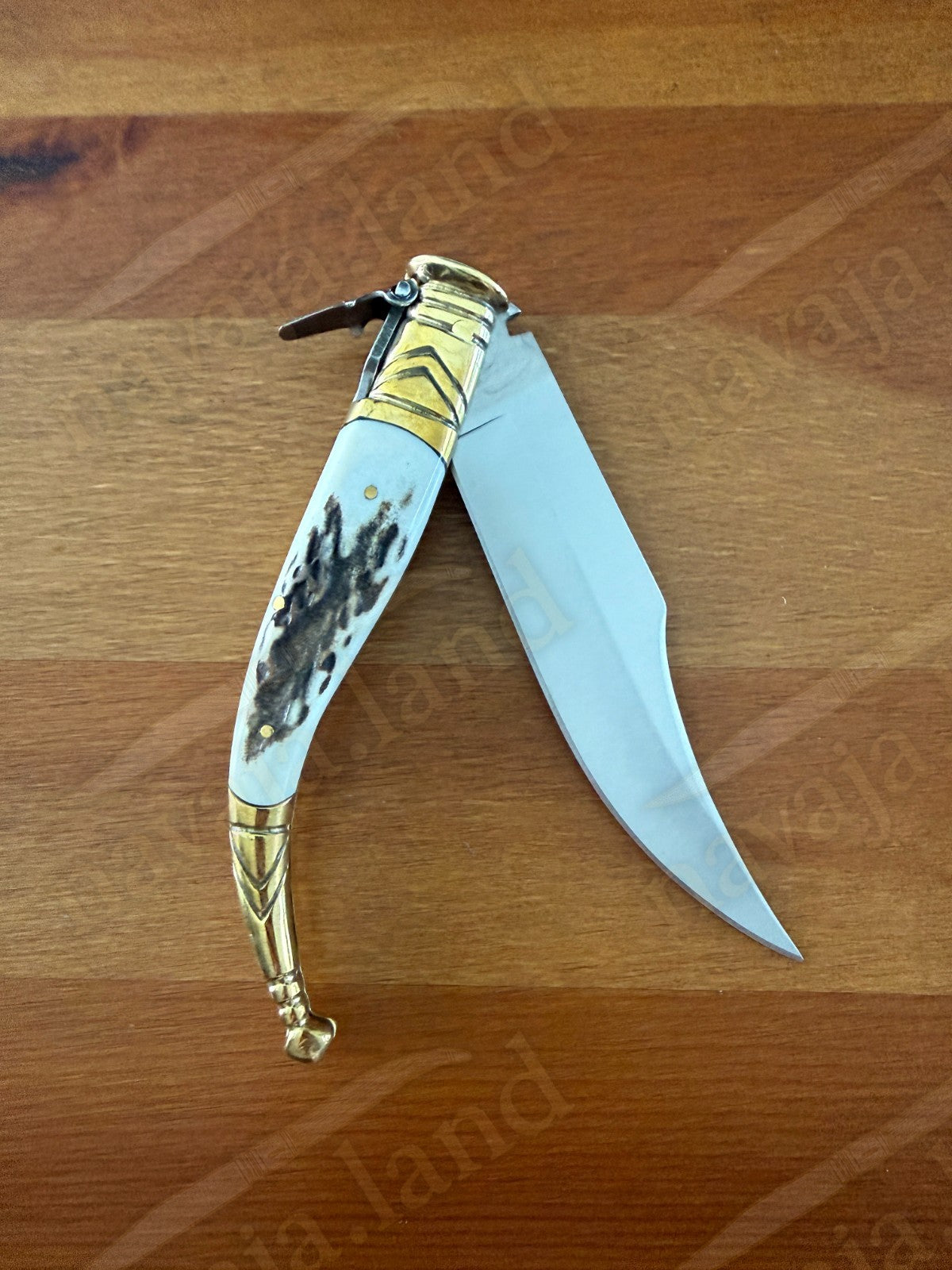 4.5” Spanish Navaja Joker Sevillana Pocket Knife Deer Horn Handle NO Ratcheting