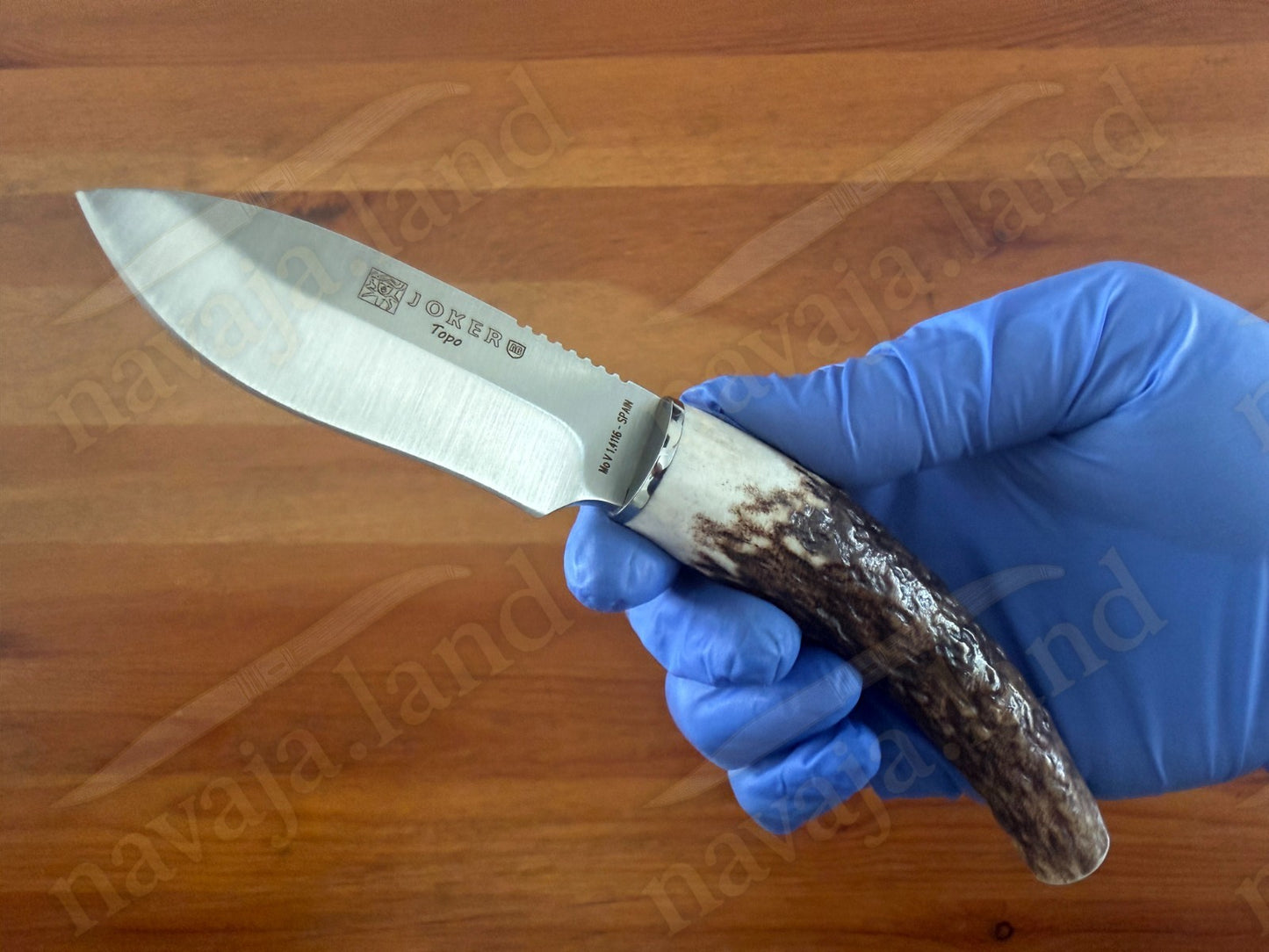 Joker Topo Hunting Knife Genuine Deer Horn Handle Leather Sheath Handmade Spain