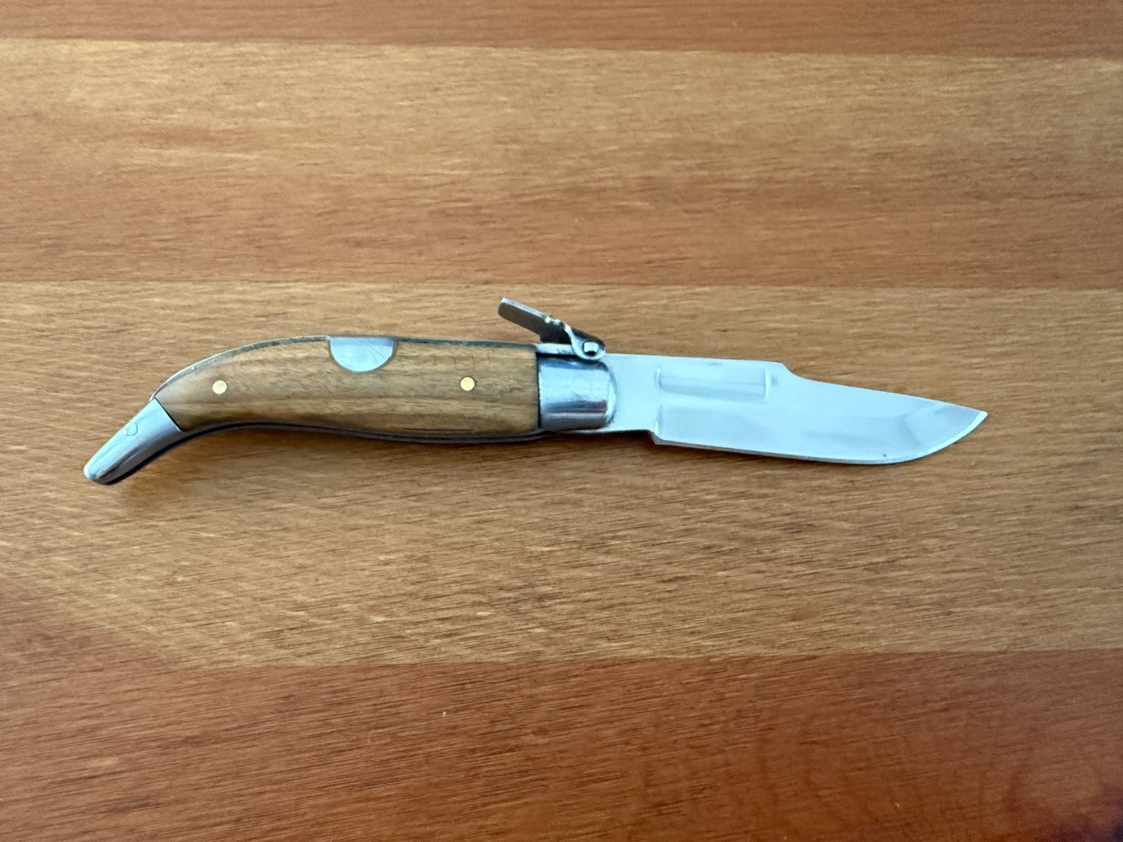 2.8" Steel Spanish Navaja Teja Albacete Folding Pocket Knife Olive Wood Scales
