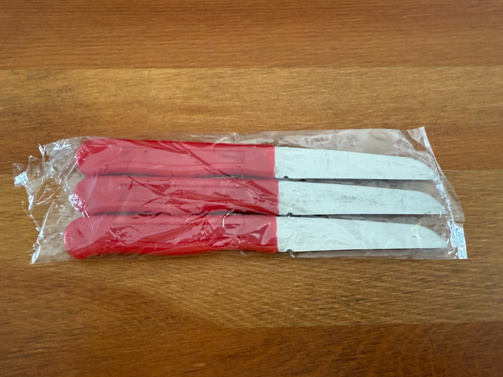 Cuperinox 3-Pack Potato Knife Stainless Steel and Red Plastic Handle From Spain