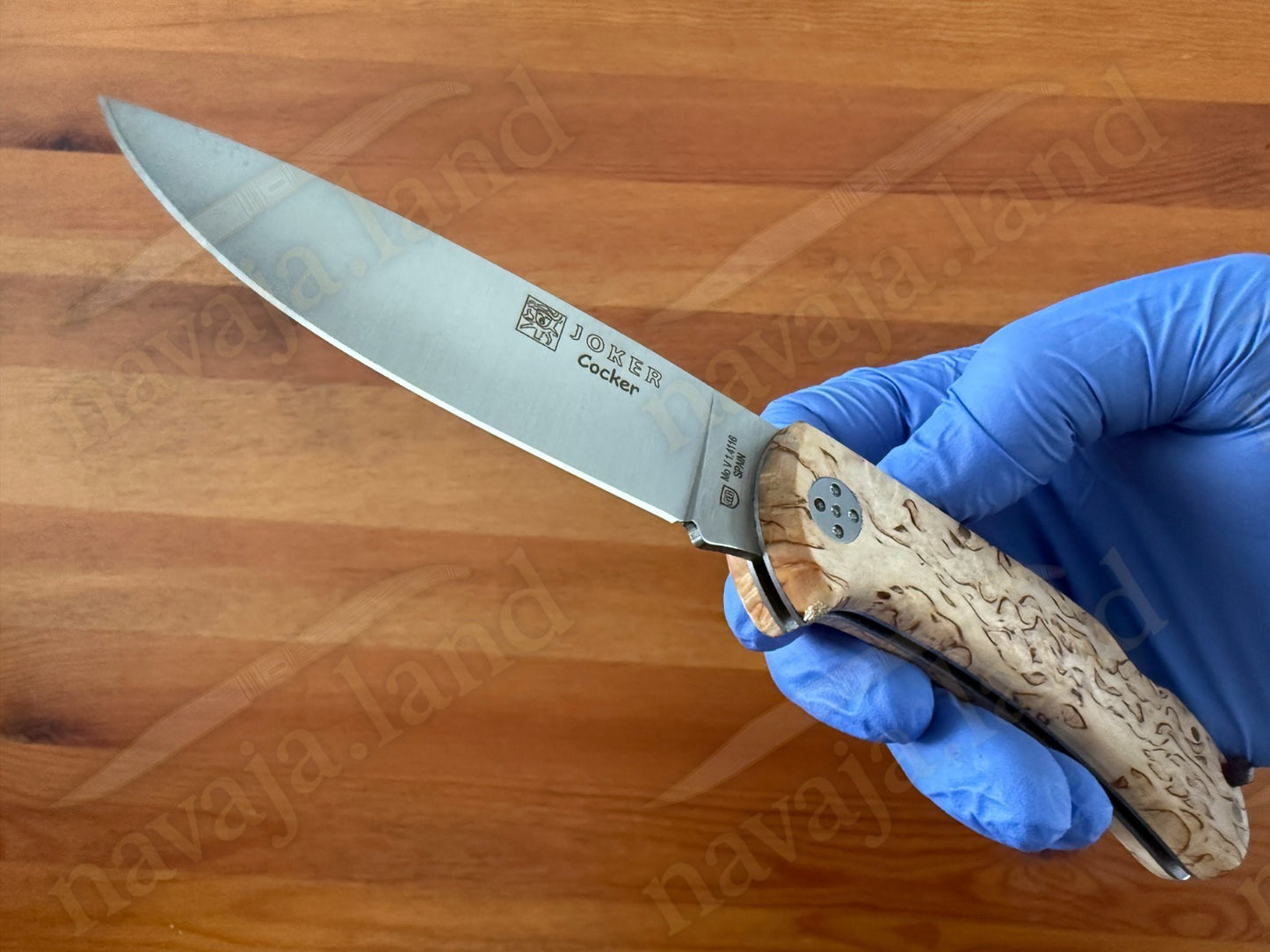 Joker Cocker Folding Knife 3.5” MOVA Blade Curly Brich Wood Handle From Spain